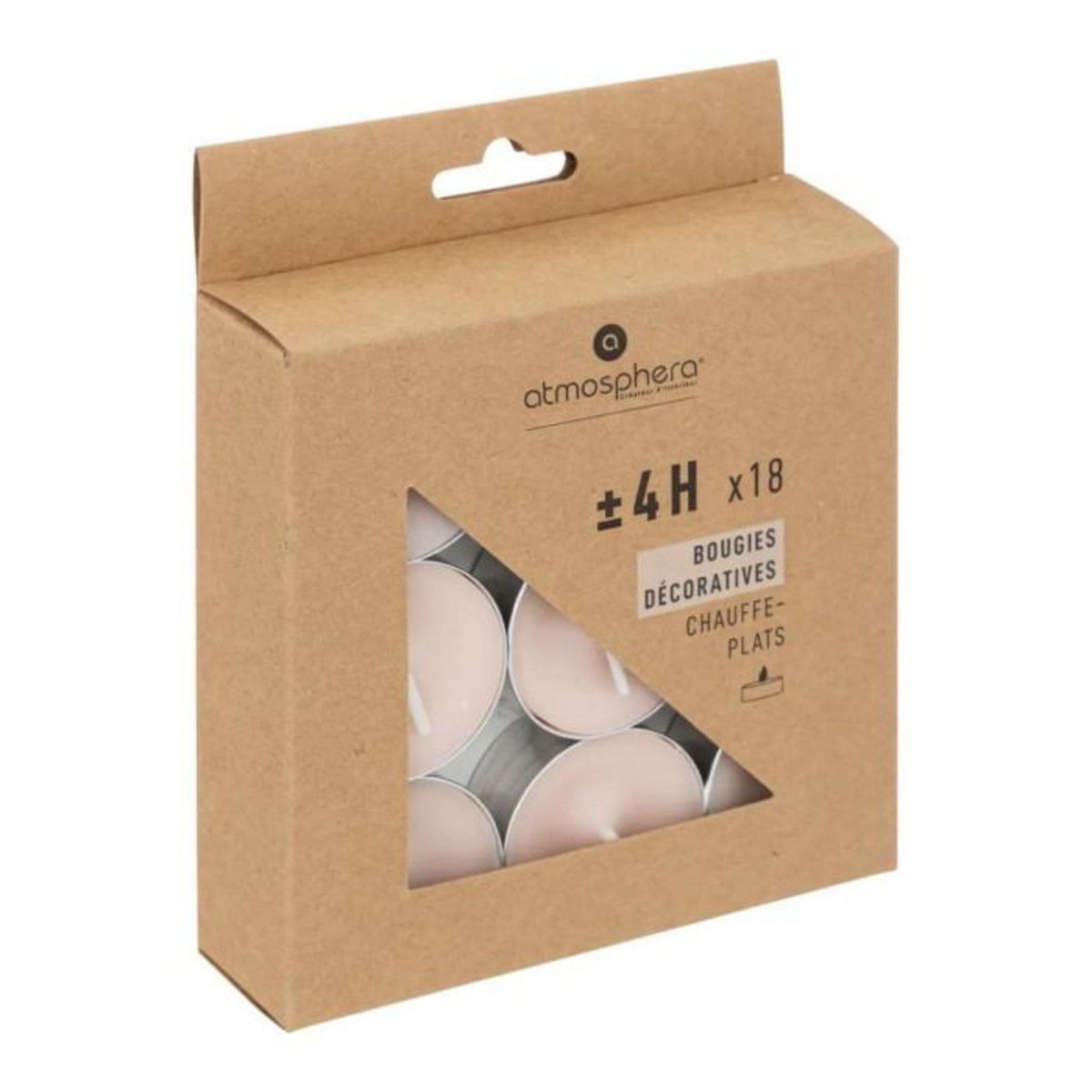 ATMOSPHERA Lot de 18 Bougies Chauffe-Plat  Hugo  3,7cm Rose