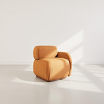 LISA DESIGN Penelope - module d'assise droit en velours texturé. Coloris disponibles : Gris, Noir, Bleu, Beige, Orange