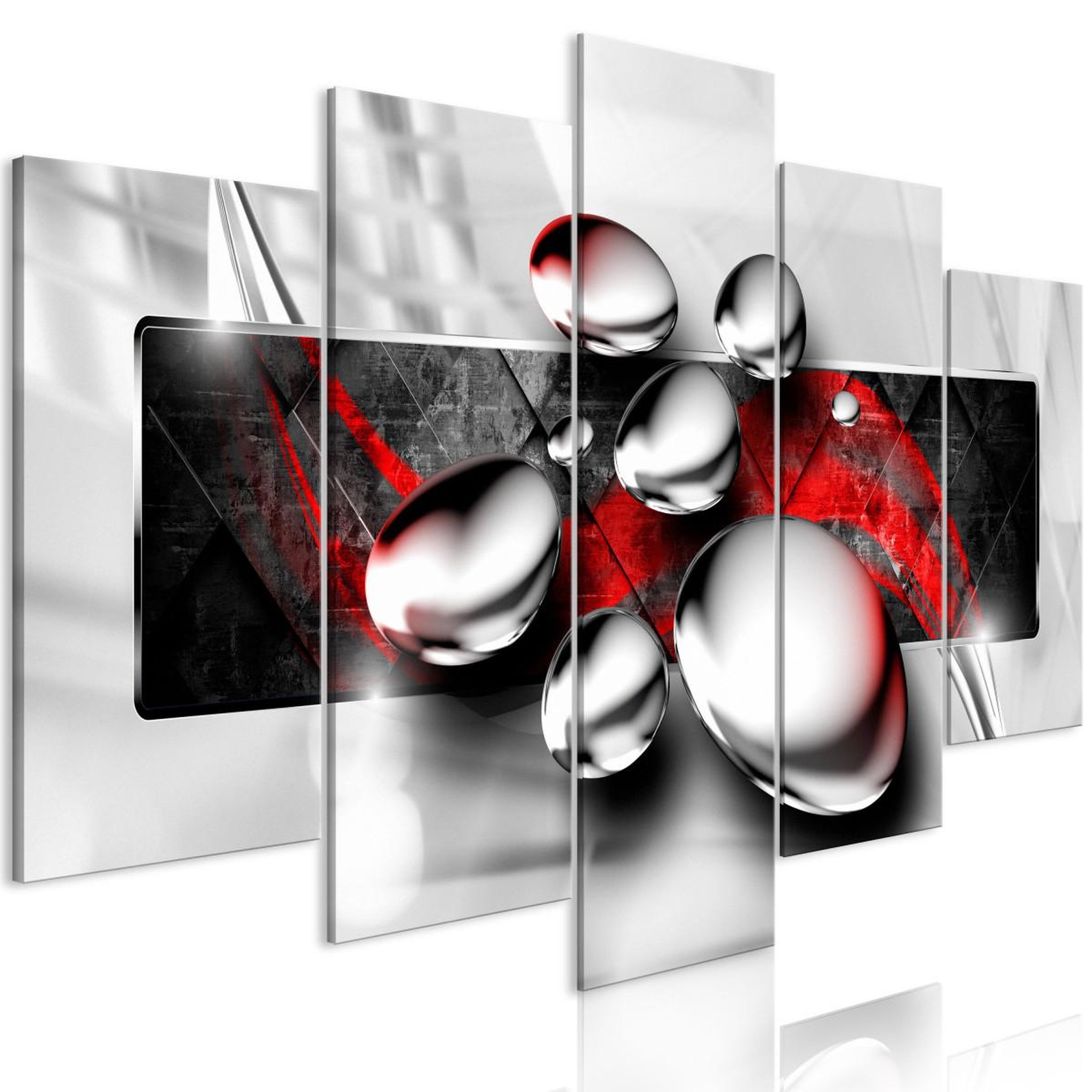 Voir la diapositive 1 : Paris Prix Tableau Imprimé 5 Panneaux  Shiny Stones Wide Red