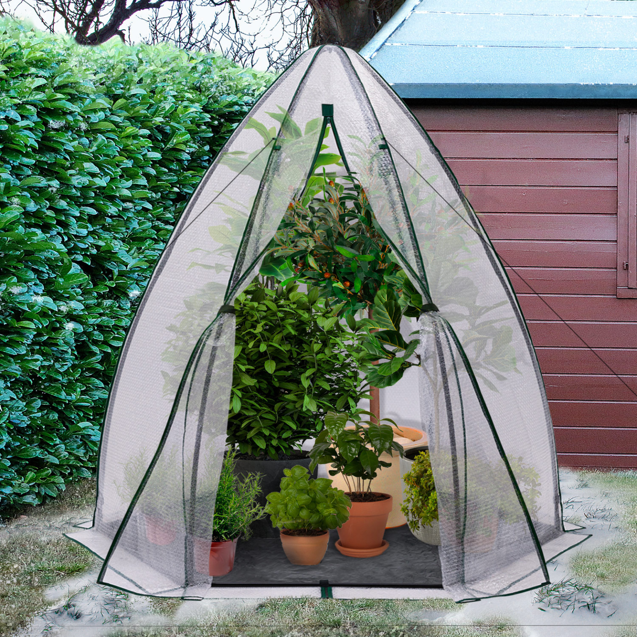 Voir la diapositive 2 : ID MARKET Serre d'hivernage dôme bâche bulle 160 x 160 x 180 cm maxi chaleur balcon et terrasse