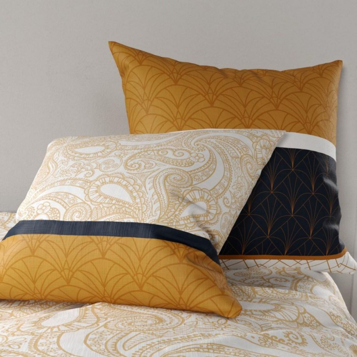 ATELIER DU COTON Housse de couette 240x220 FELORA + 2 taies coton 57 fils