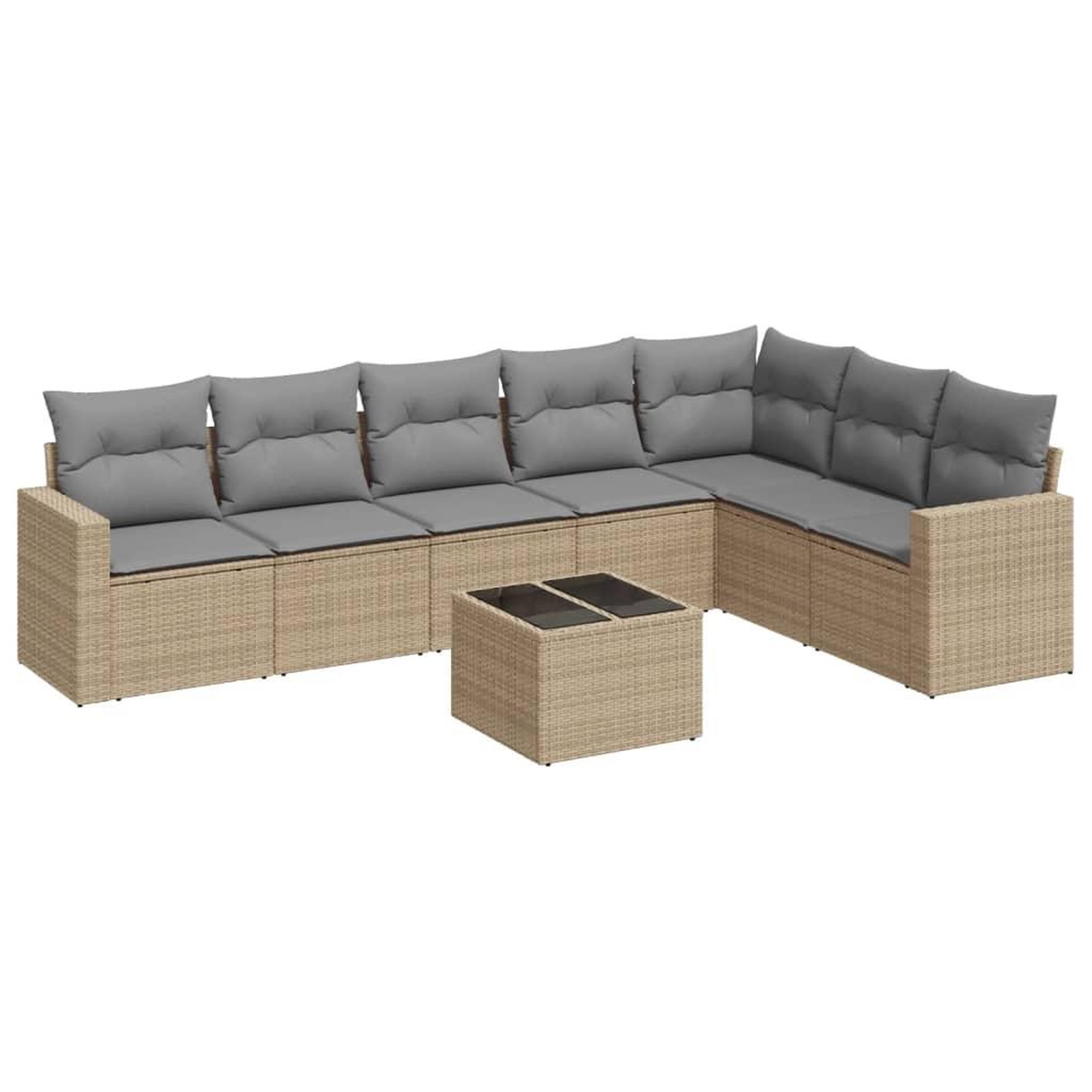 Voir la diapositive 2 : VIDAXL Salon de jardin avec coussins 8 pcs beige resine tressee