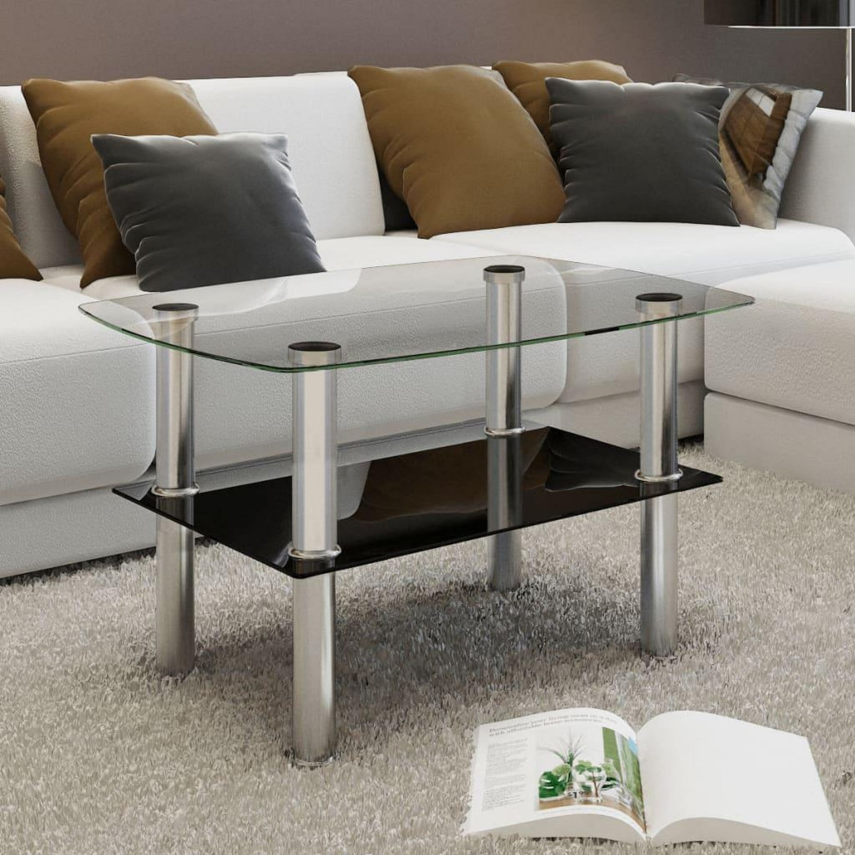 VIDAXL Table basse avec 2 etageres Verre