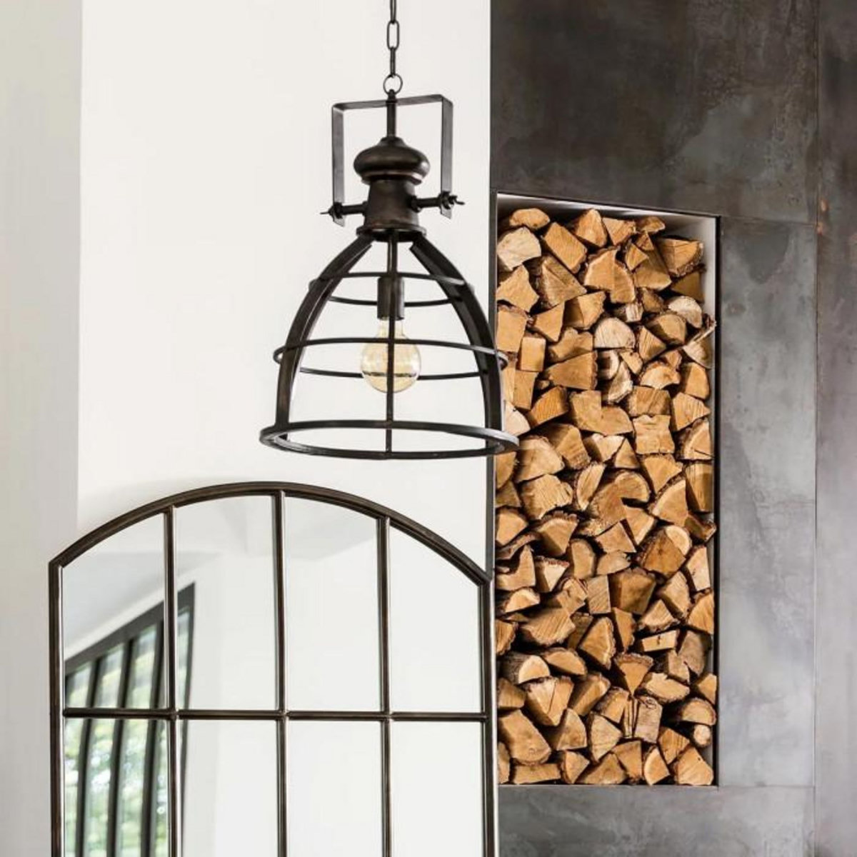 ATMOSPHERA Lampe Suspension Métal  Factory  58cm Gris