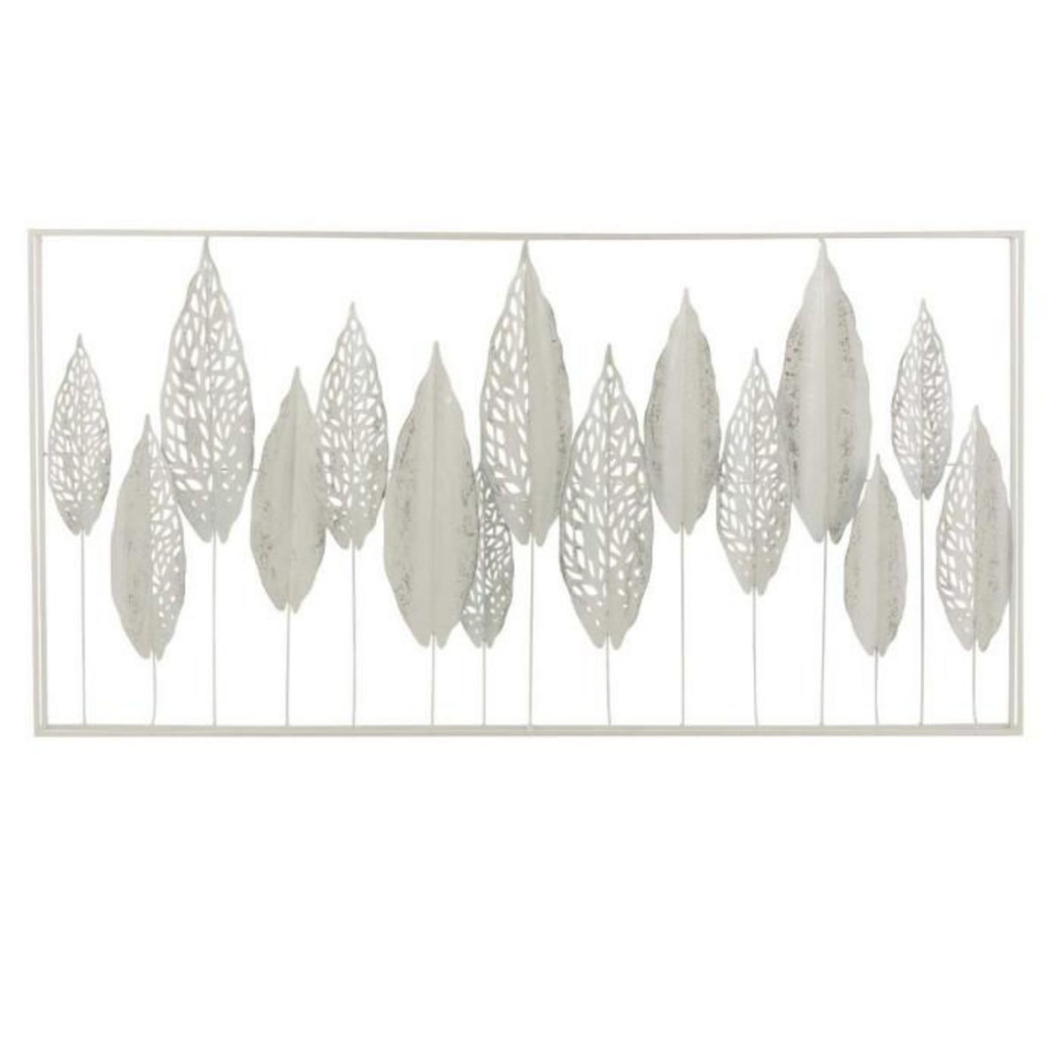 Paris Prix Décoration Murale en Métal  Feuilles  135cm Blanc