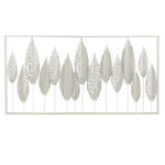 Paris Prix Décoration Murale en Métal  Feuilles  135cm Blanc