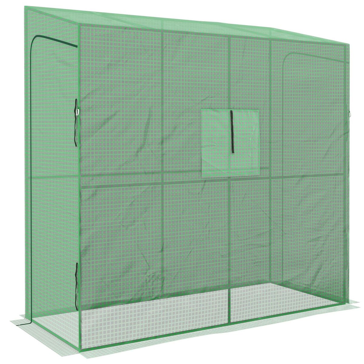 OUTSUNNY Serre de jardin adossée serre adossée dim. 2L x 0,8l x 2H m 2 portes zippées fenêtre acier PE haute densité vert