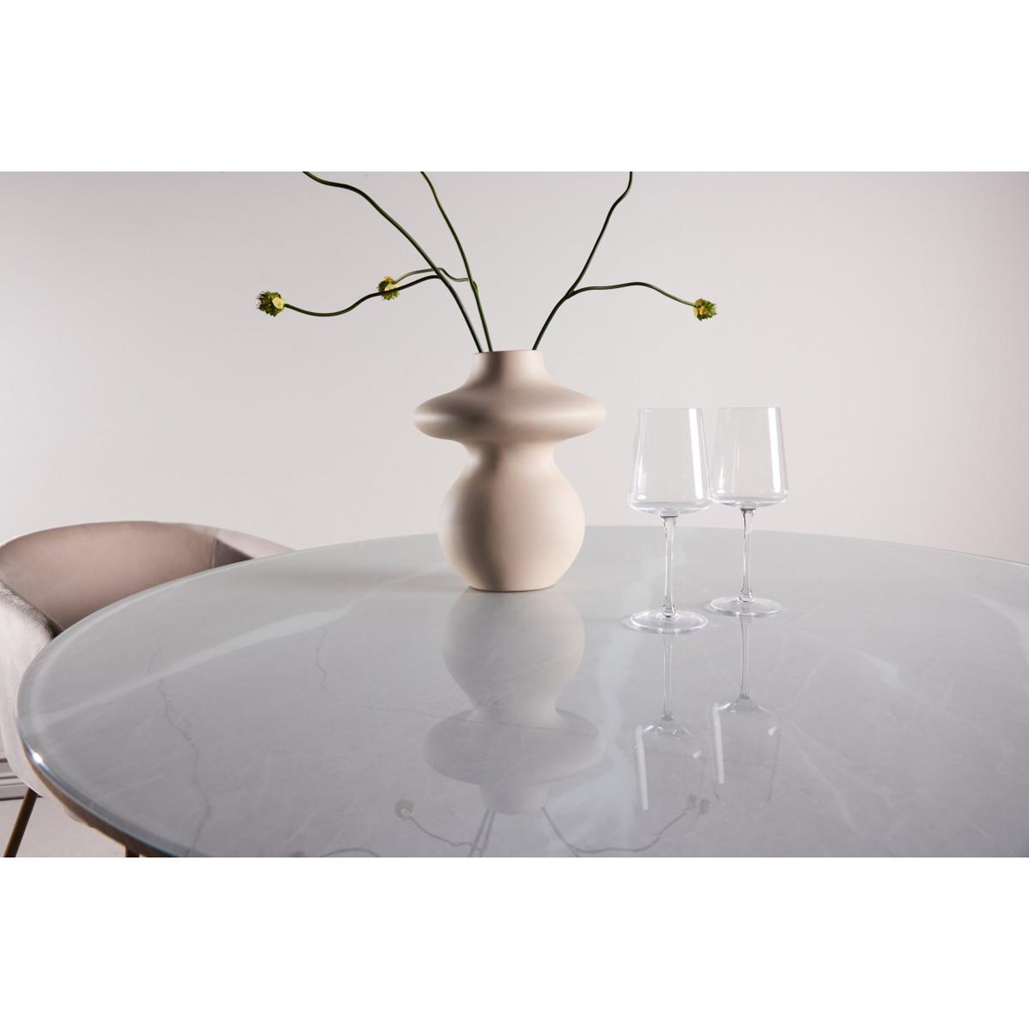 Voir la diapositive 4 : Paris Prix Table à manger en verre  haron  120cm blanc & naturel