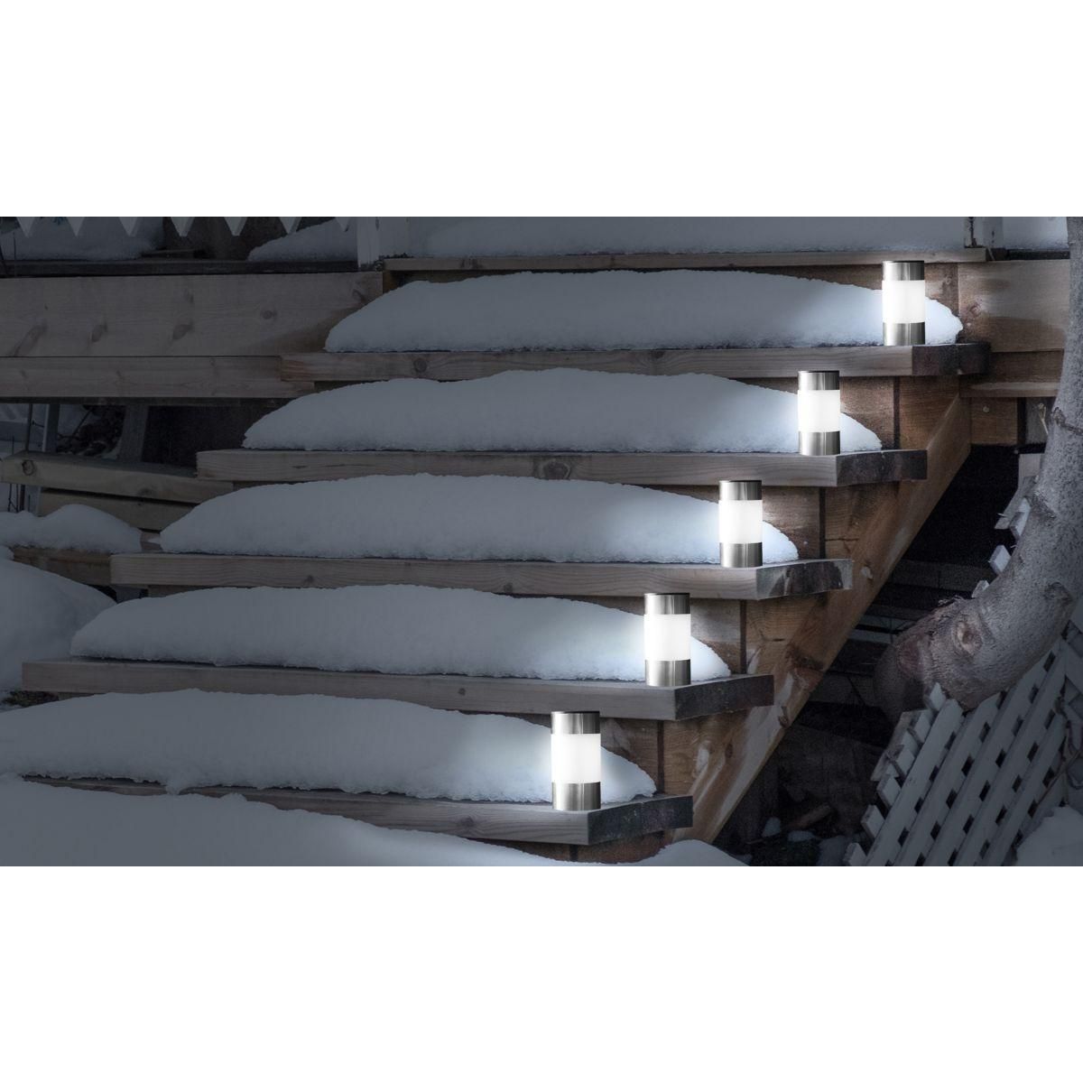 Inkazen Lot de 4 bornes solaire à planter ou à poser Gris - INOXIA