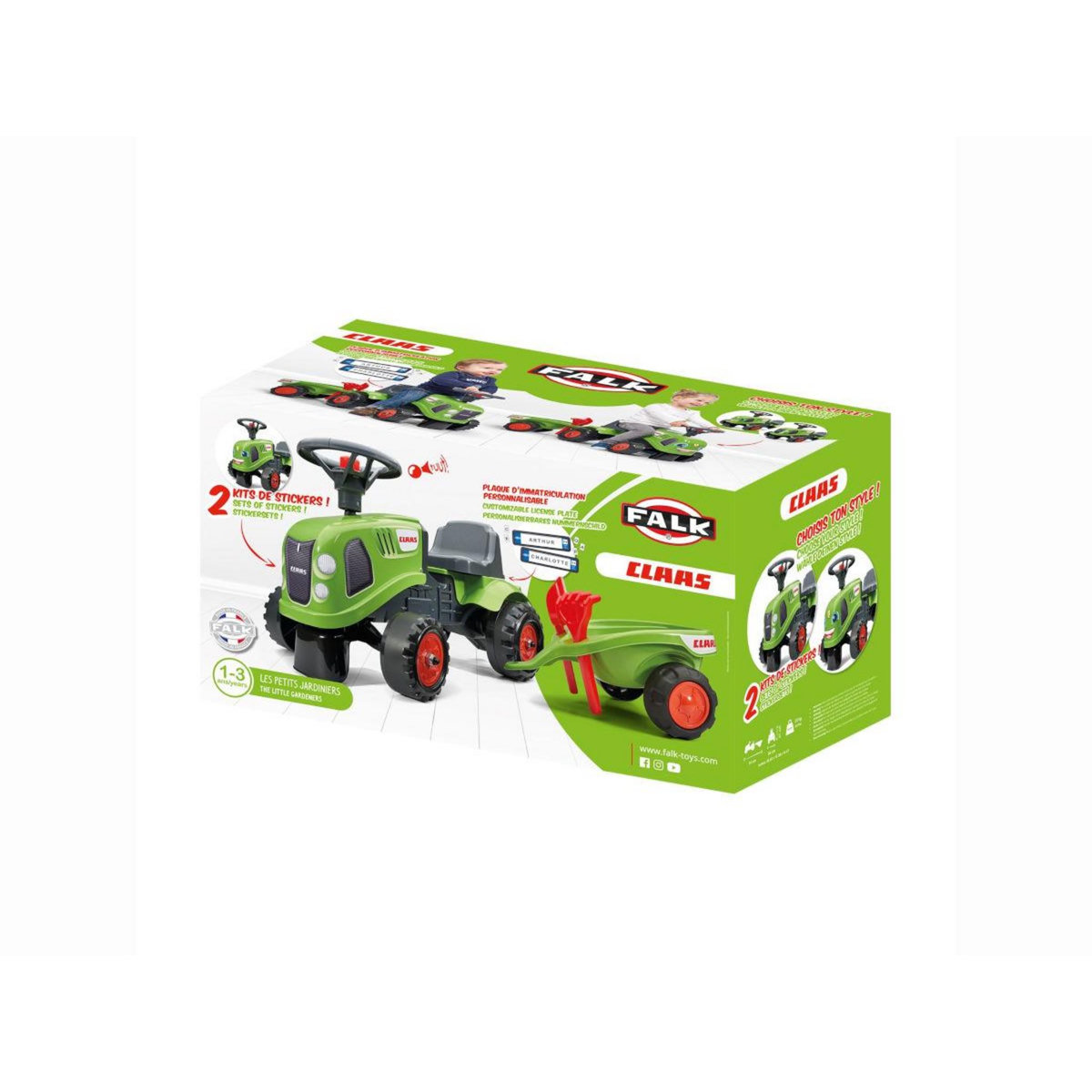 FALK Porteur enfant tracteur Claas avec remorque 1 à 3 ans - Falk