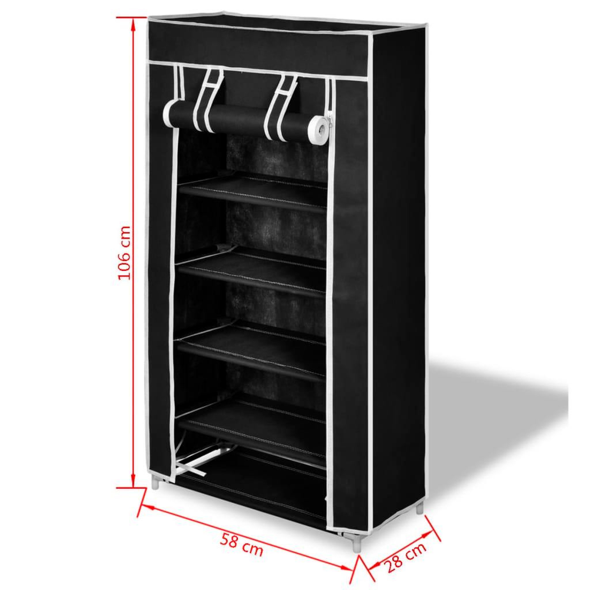 Voir la diapositive 6 : VIDAXL Armoire a chaussures avec housse 58 x 28 x 106 cm Tissu Noir