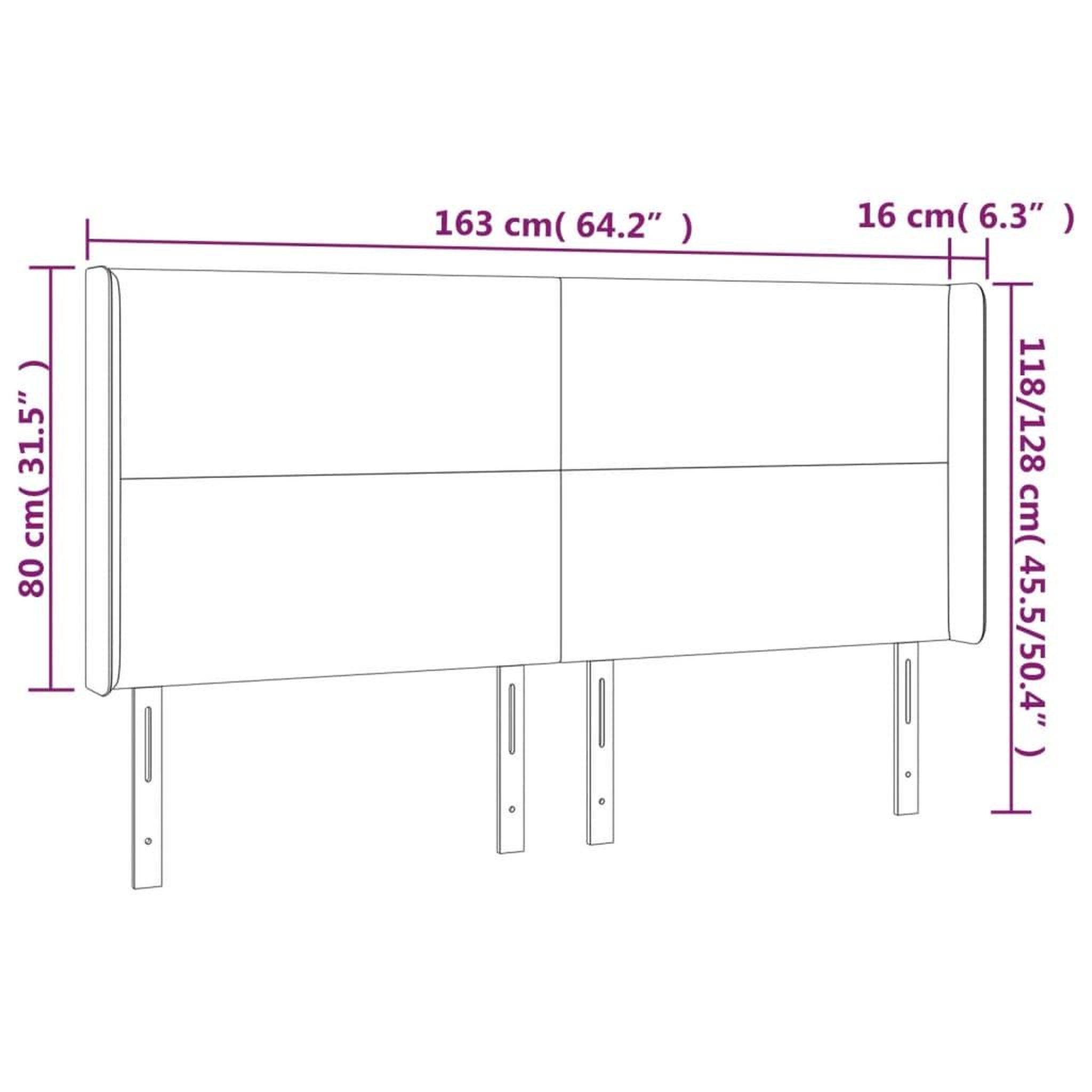 Voir la diapositive 6 : VIDAXL Tete de lit avec oreilles Gris fonce 163x16x118/128 cm Tissu