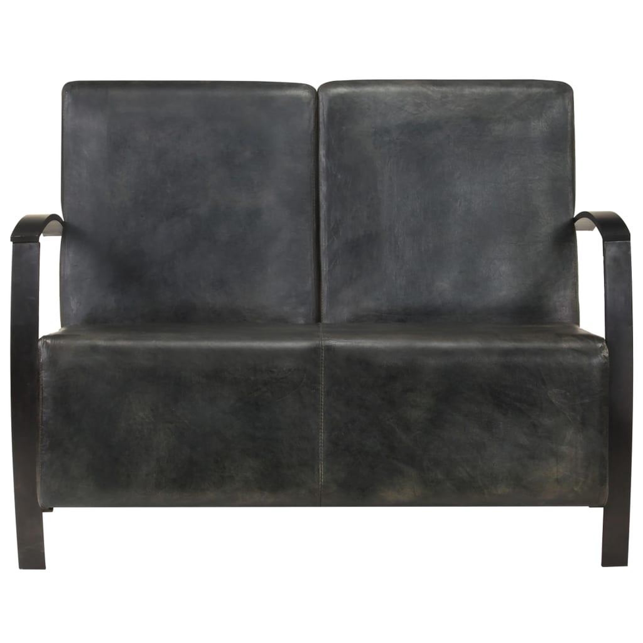 Voir la diapositive 2 : VIDAXL Canape a 2 places gris delave cuir veritable