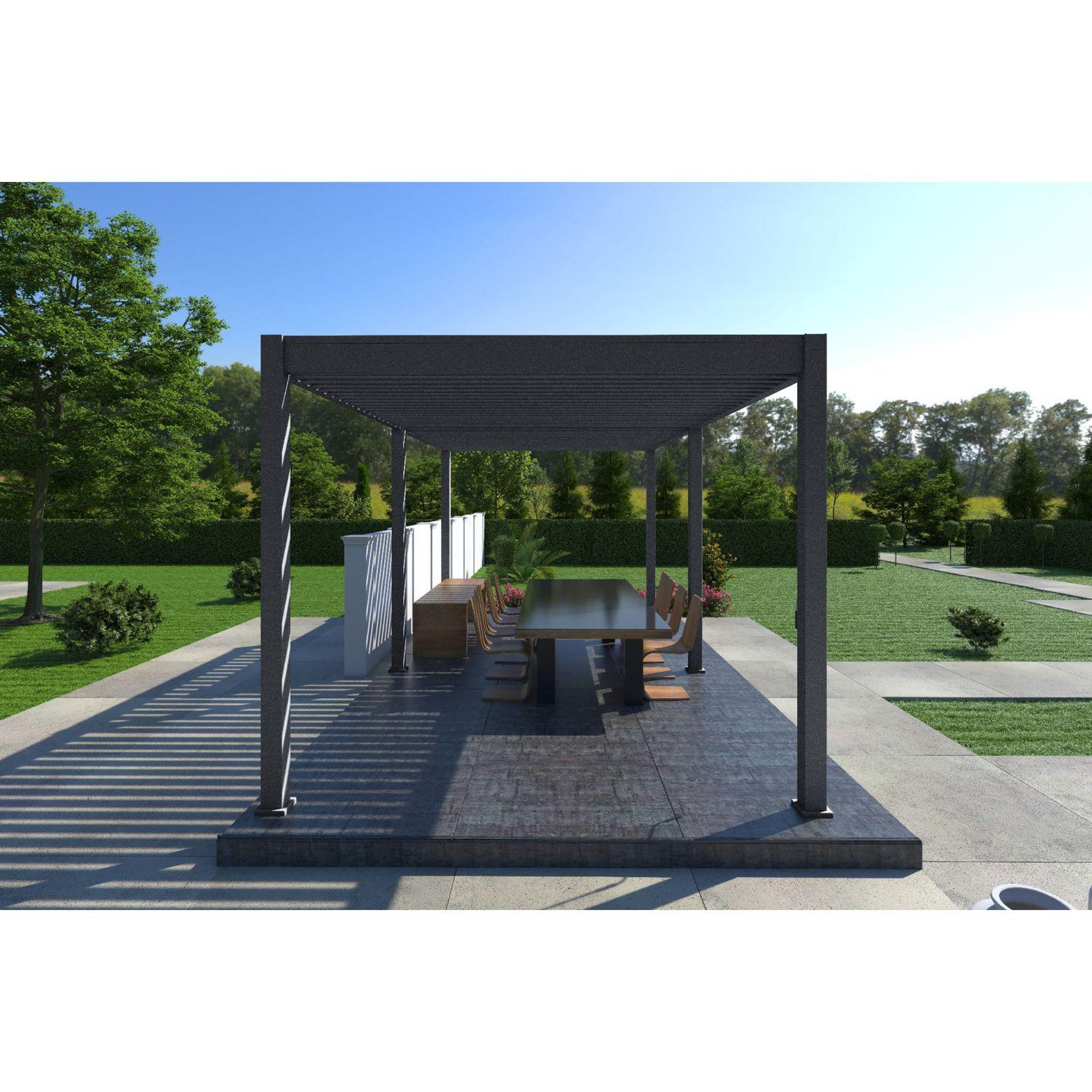 Voir la diapositive 7 : Pergola Bioclimatique autoportée- 3x6 m - Aluminum Anthracite - VS OmBREA®