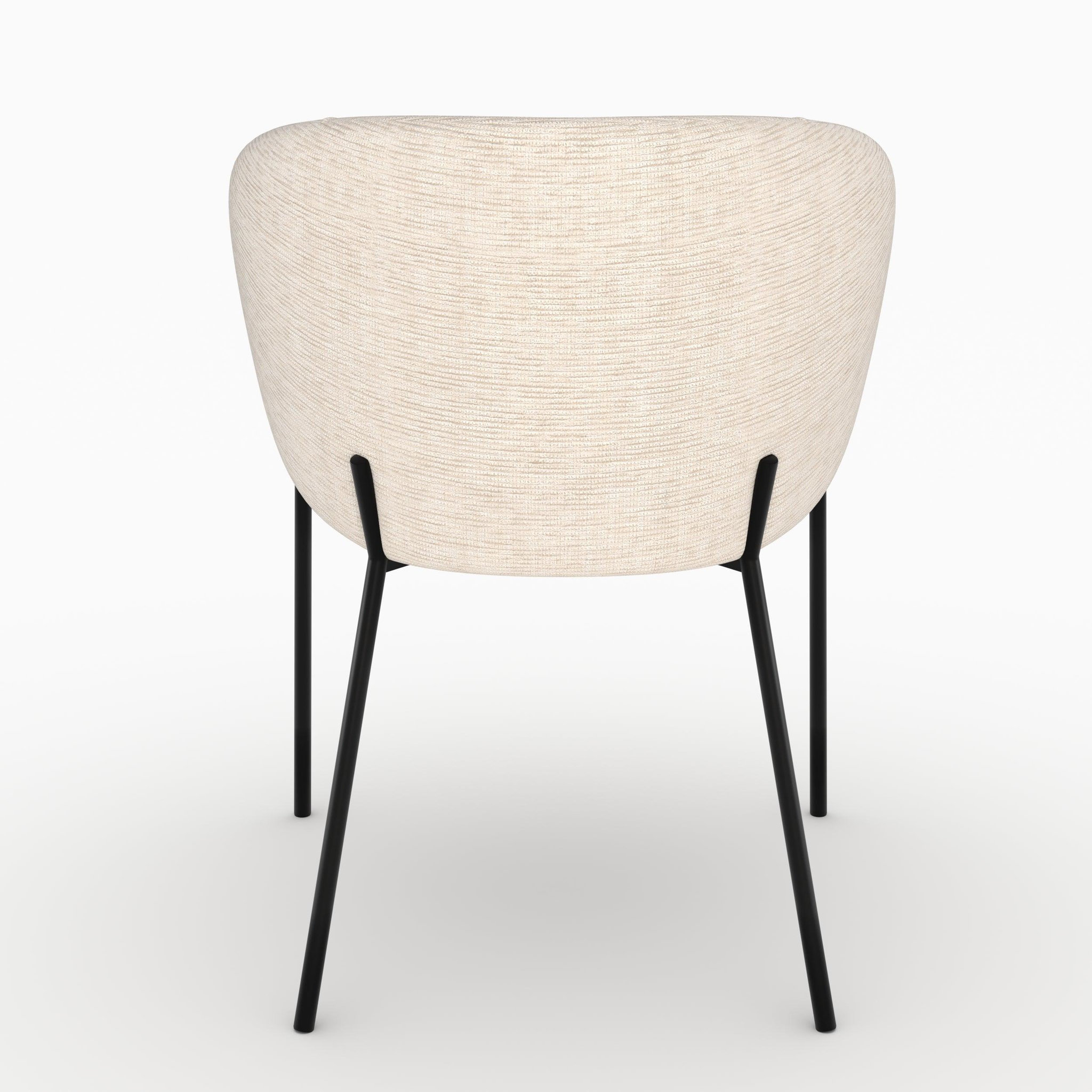 Voir la diapositive 5 : MAISON PAVANE Chaise en tissu blanc chiné et pieds en métal noir-andy