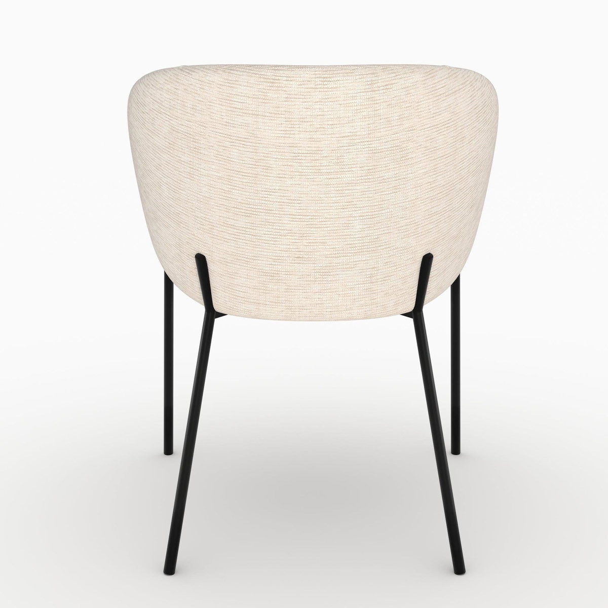 Rendez vous déco Chaise en tissu blanc chiné et pieds en métal noir-Andy
