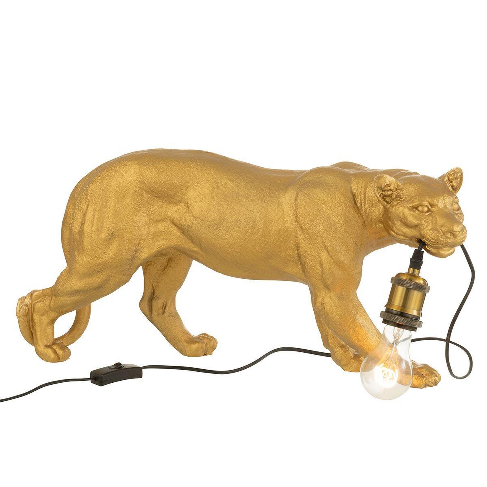 Voir la diapositive 2 : J-LINE Lampe à Poser en Résine  Puma  58cm Or