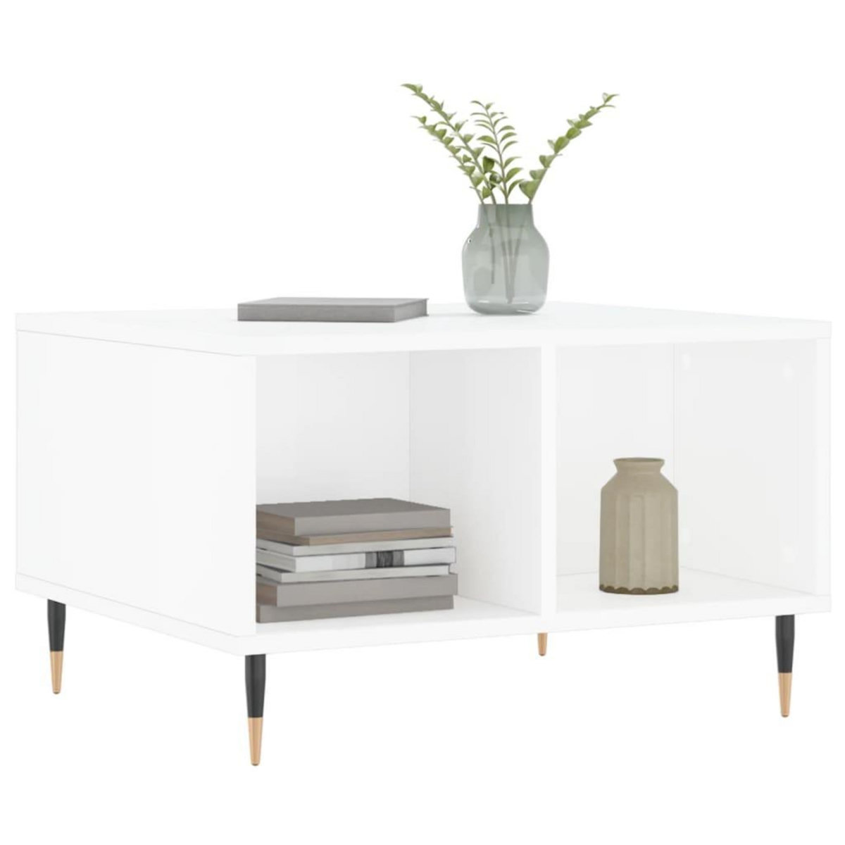 VIDAXL Table basse Blanc brillant 60x50x36,5 cm Bois d'ingenierie