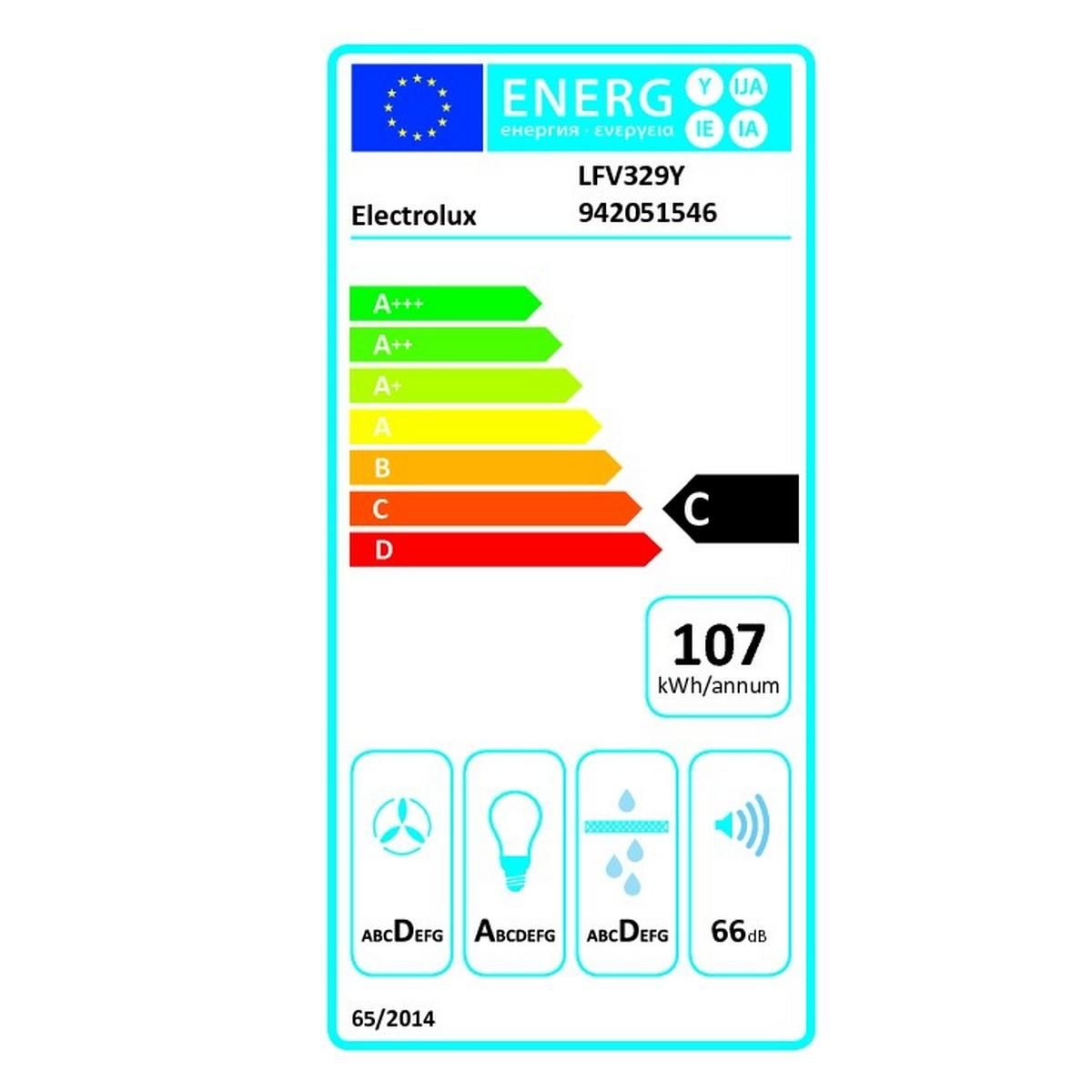 ELECTROLUX Hotte décorative murale 90cm 600m3/h noir - LFV329Y