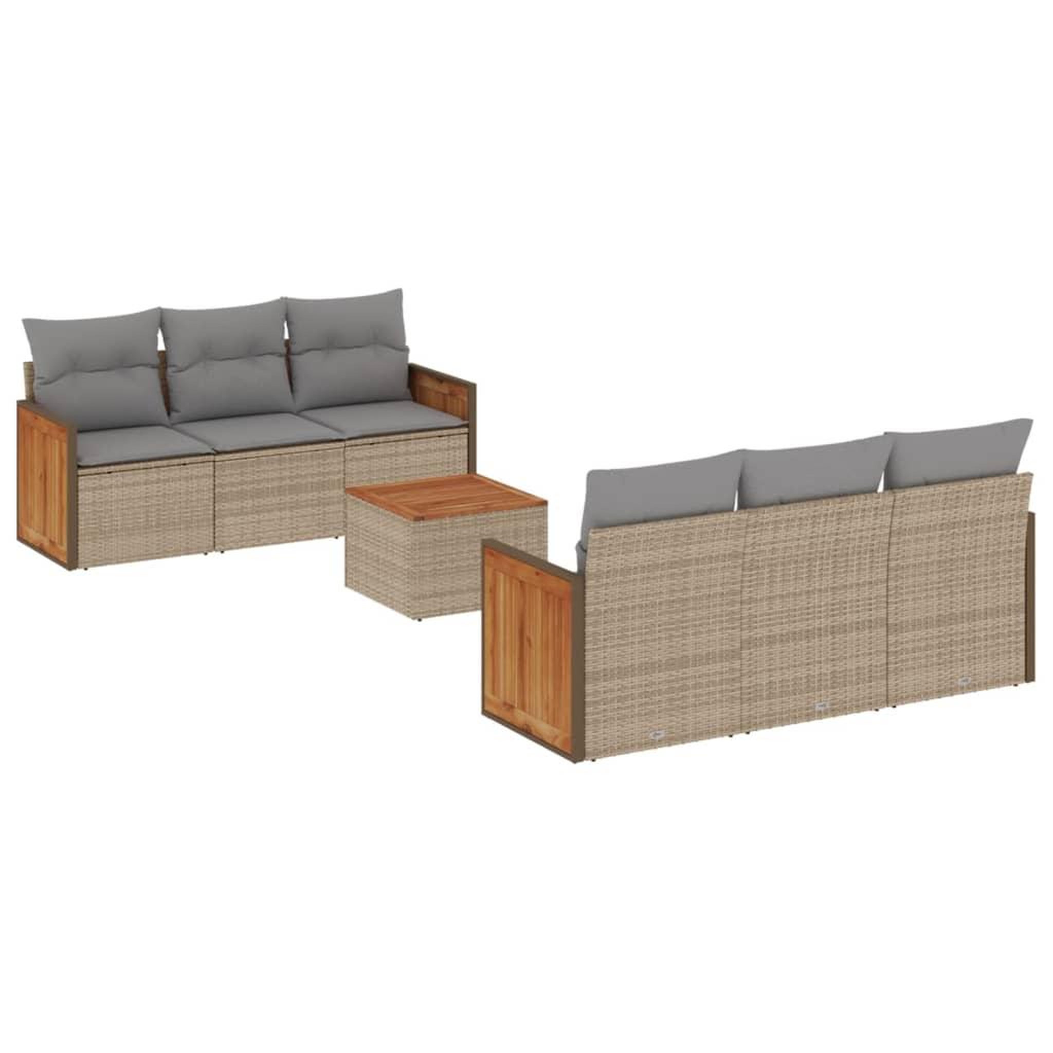 Voir la diapositive 2 : VIDAXL Salon de jardin avec coussins 7 pcs beige resine tressee