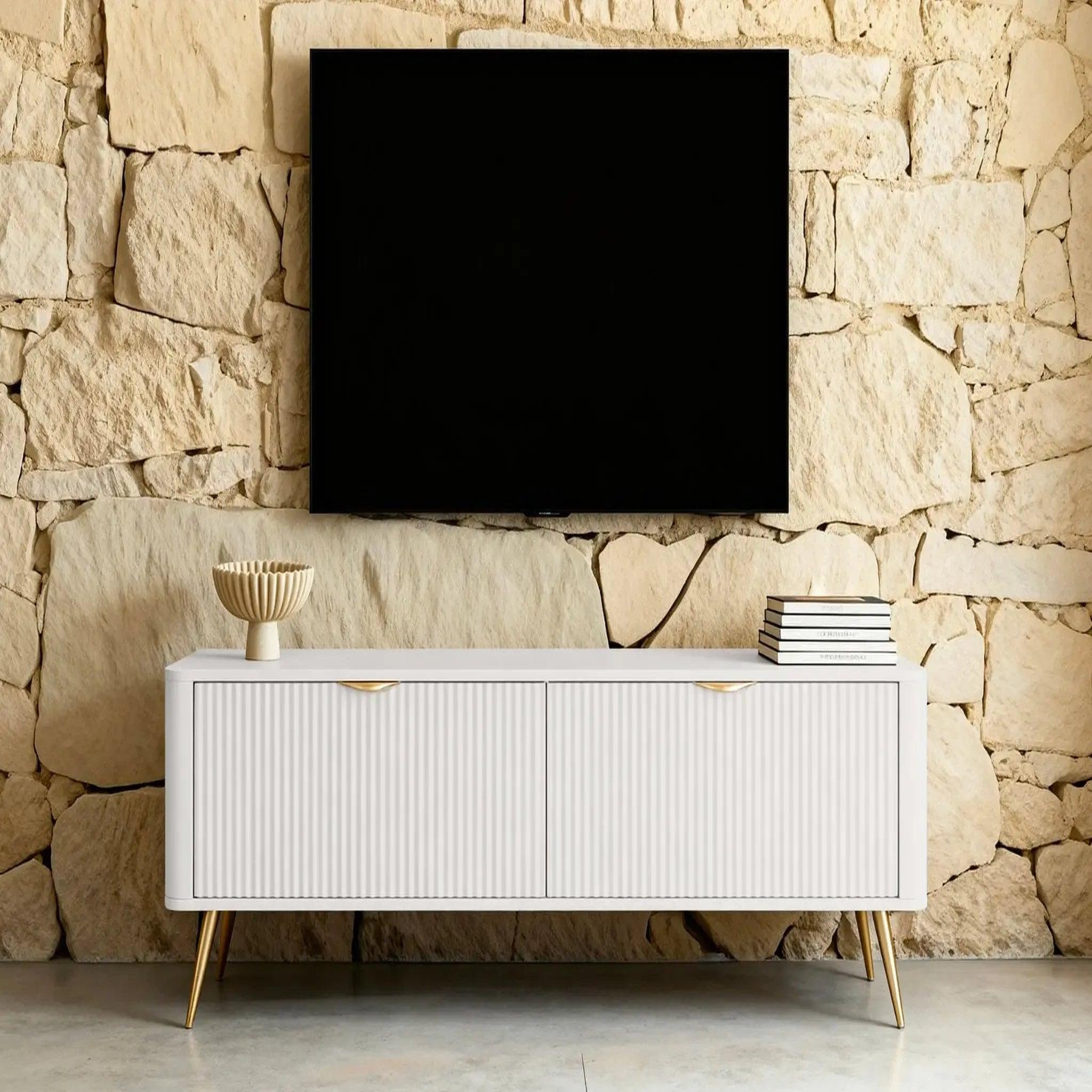 Voir la diapositive 2 : CASANOVA PARIS Joudy mini - mini meuble tv 163cmeffet rainuré