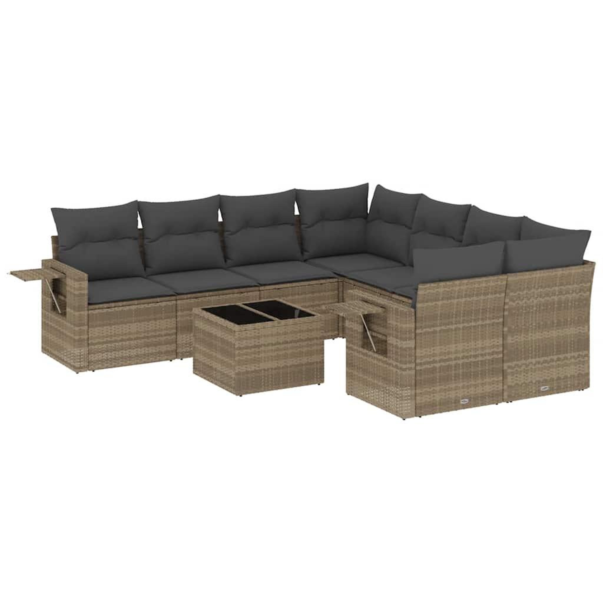 Voir la diapositive 2 : VIDAXL Salon de jardin 9 pcs avec coussins gris clair resine tressee