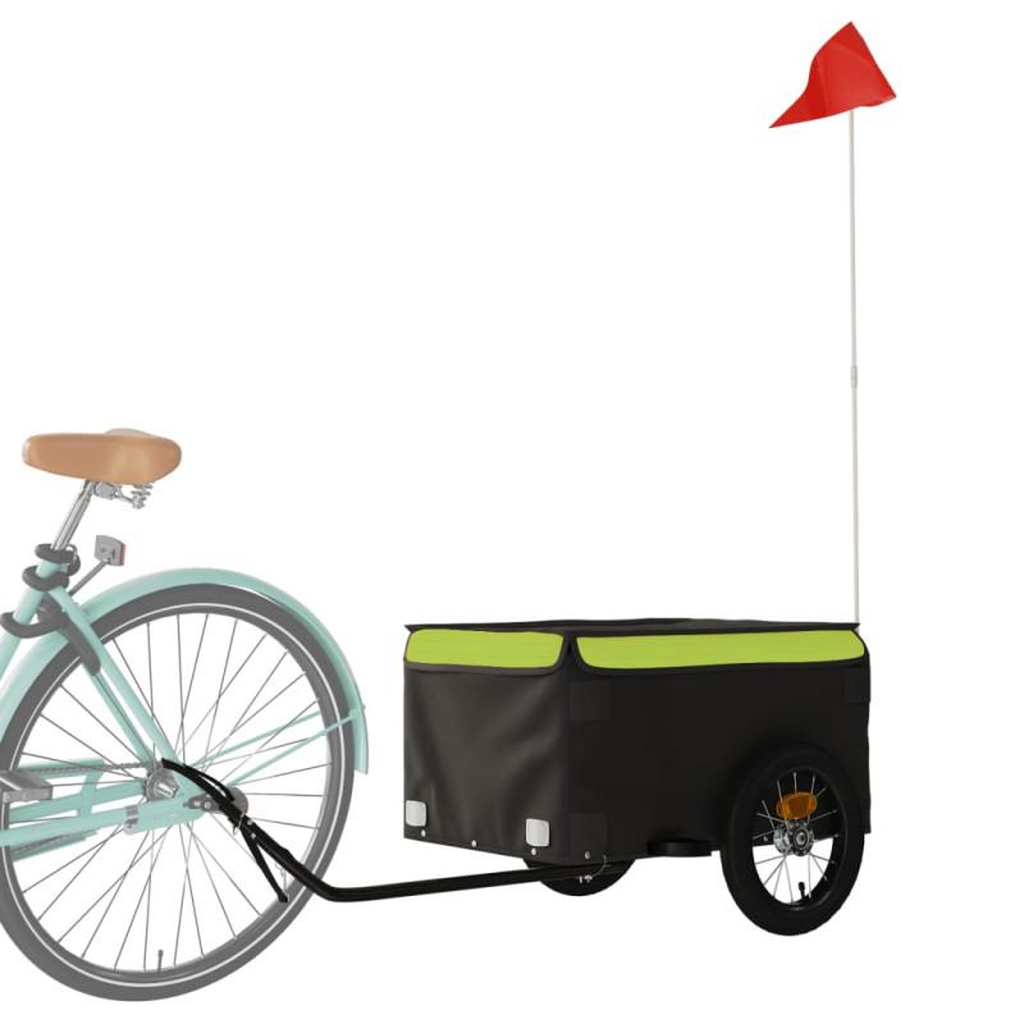 Voir la diapositive 3 : VIDAXL Remorque de vélo noir et vert 30 kg fer