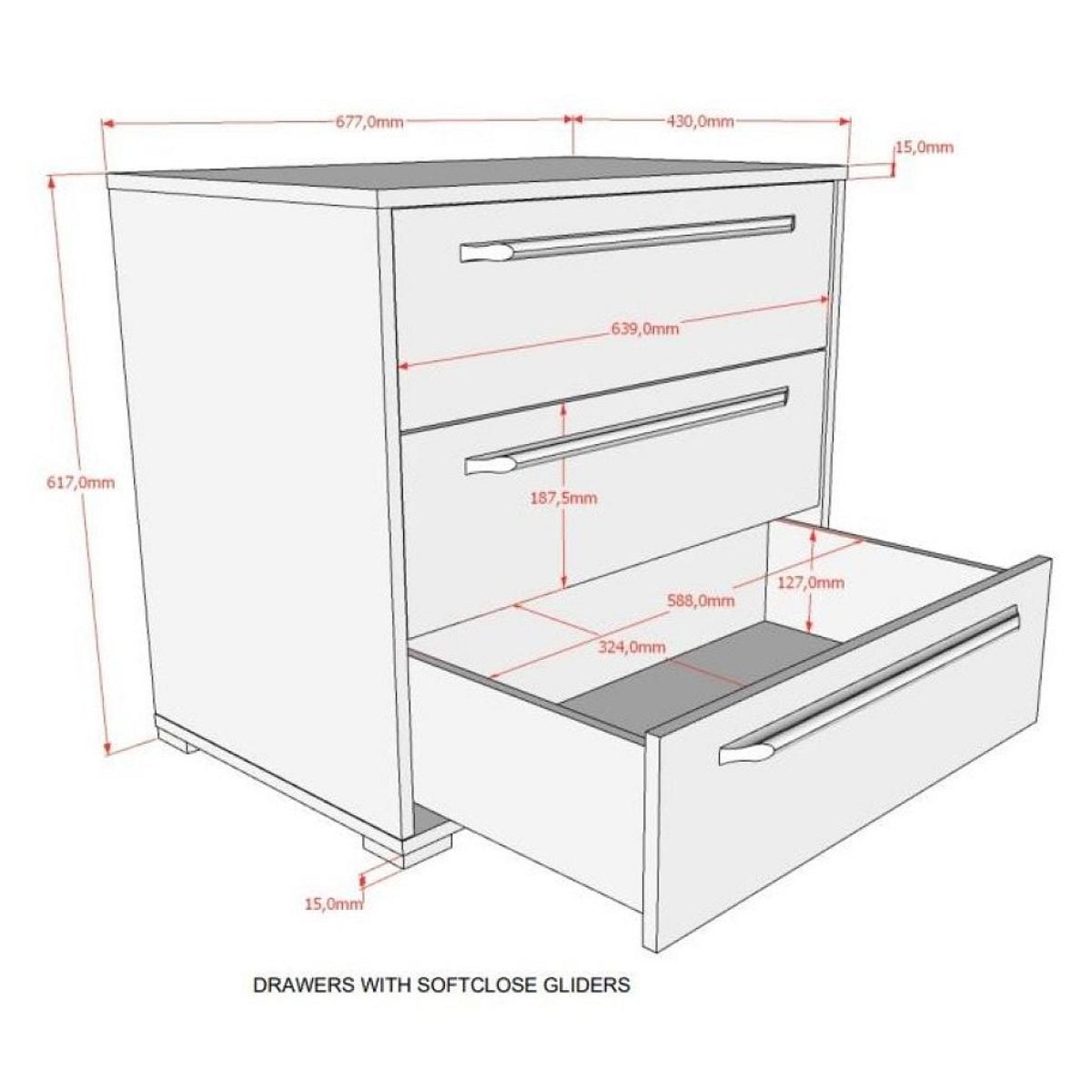 Voir la diapositive 3 : Vipack Meuble 3 tiroirs 2 portes bois naturel
