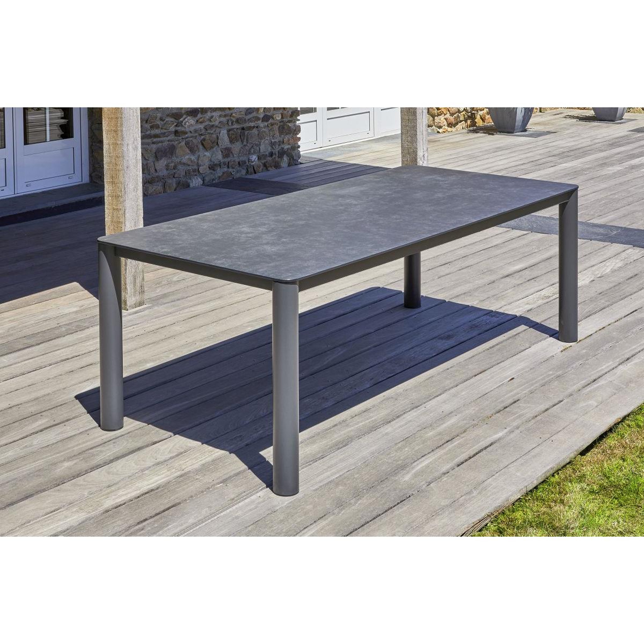Voir la diapositive 2 : Paris Prix Ensemble table de jardin en céramique & 6 fauteuils  camargue  220cm gris anthracite