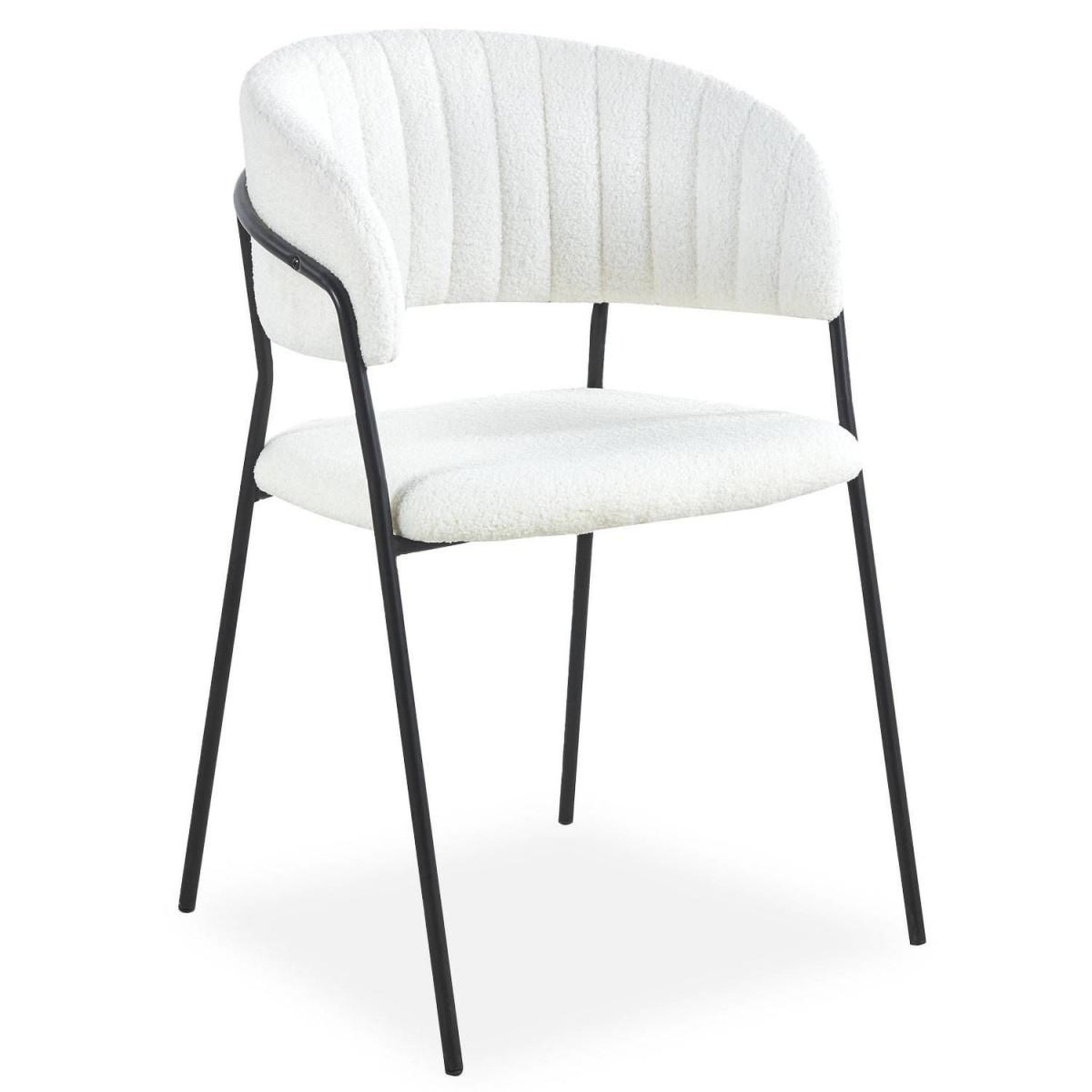 Voir la diapositive 3 : Paris Prix Lot de 4 chaises en bouclette  batora  79cm crème & noir