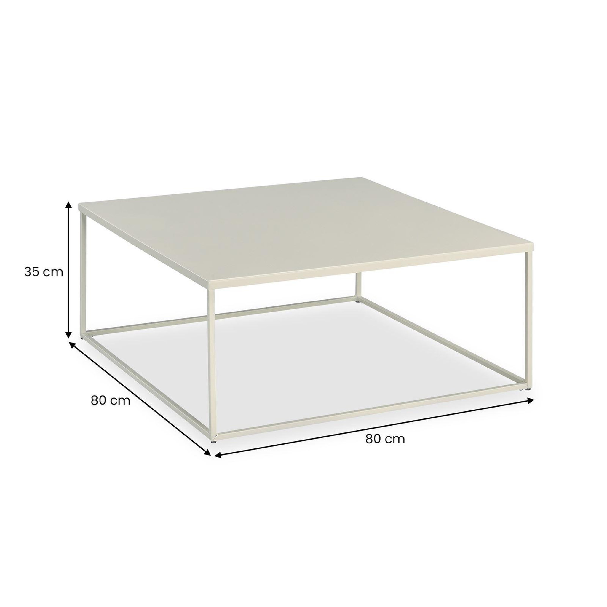 Voir la diapositive 3 : IDIMEX Table basse carrée hilar, cadre et plateau en métal laqué