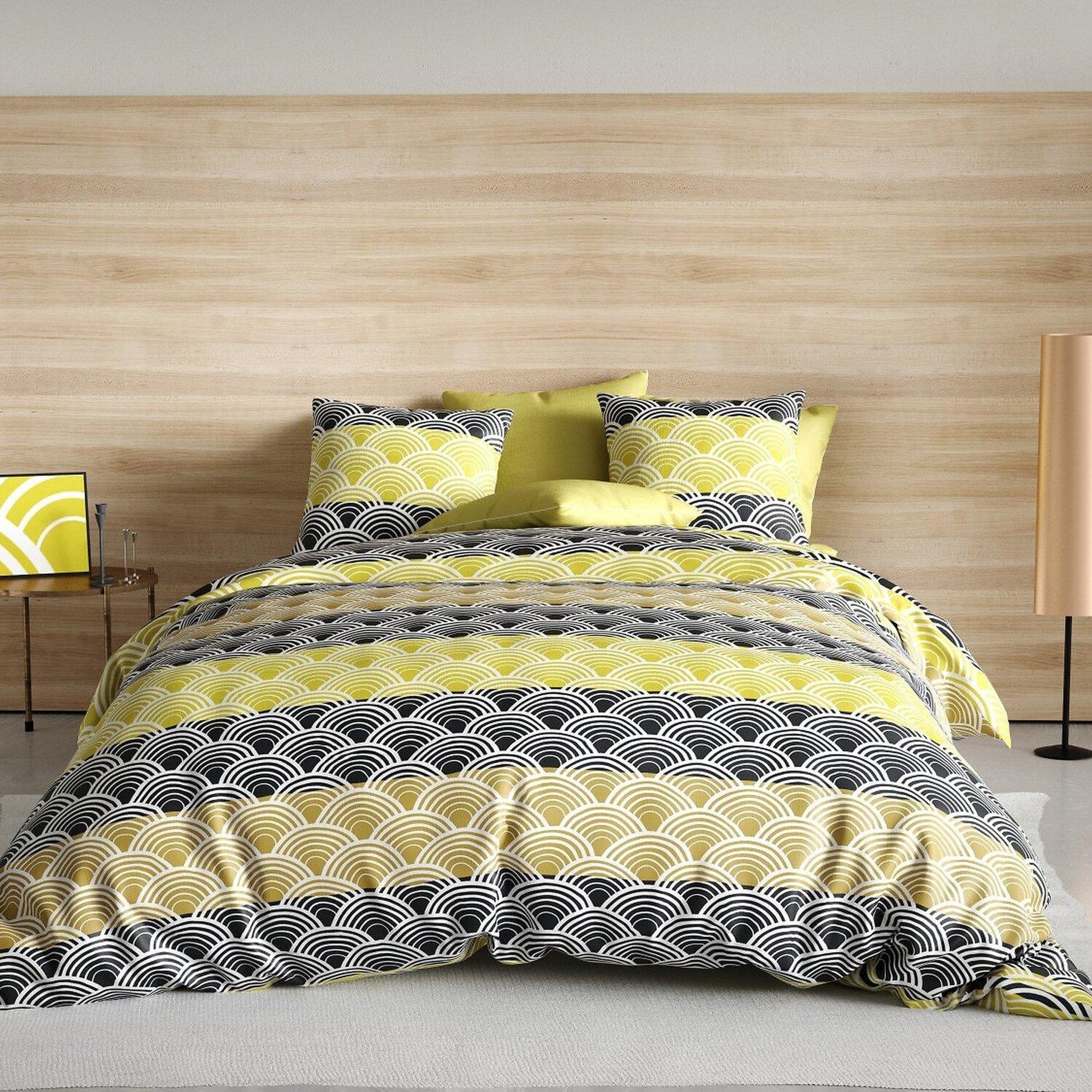 Les Ateliers du Linge Parure housse de couette 100% microfibre 60 gsm, hiko. Coloris disponibles : Vert, Noir