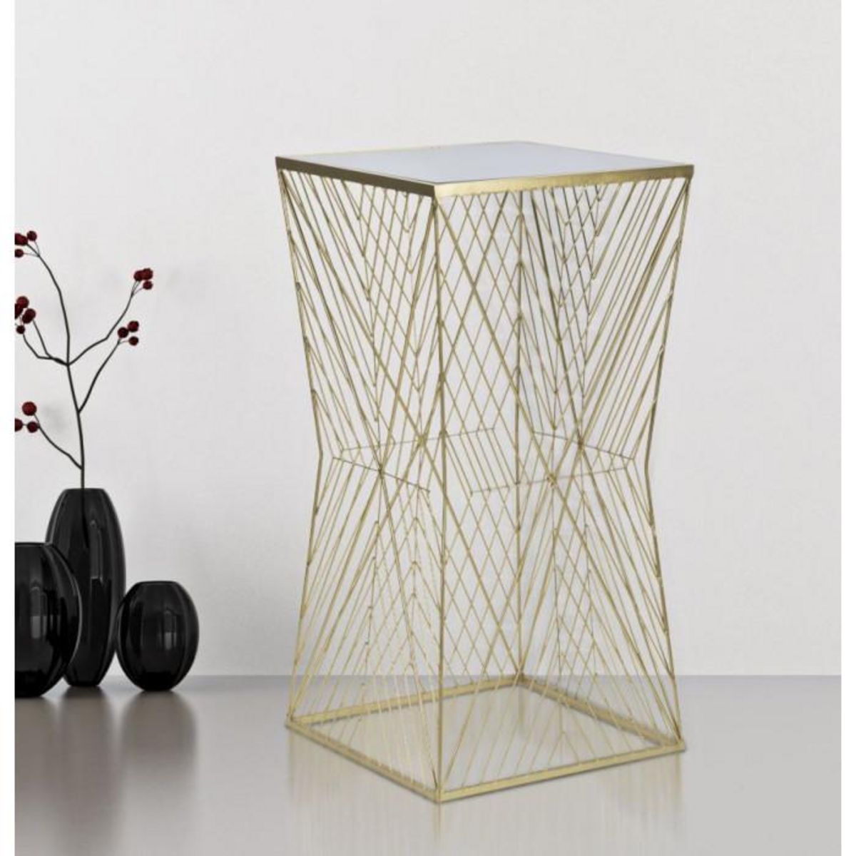 Paris Prix Table d'Appoint Carrée Design  Lines  100cm Or
