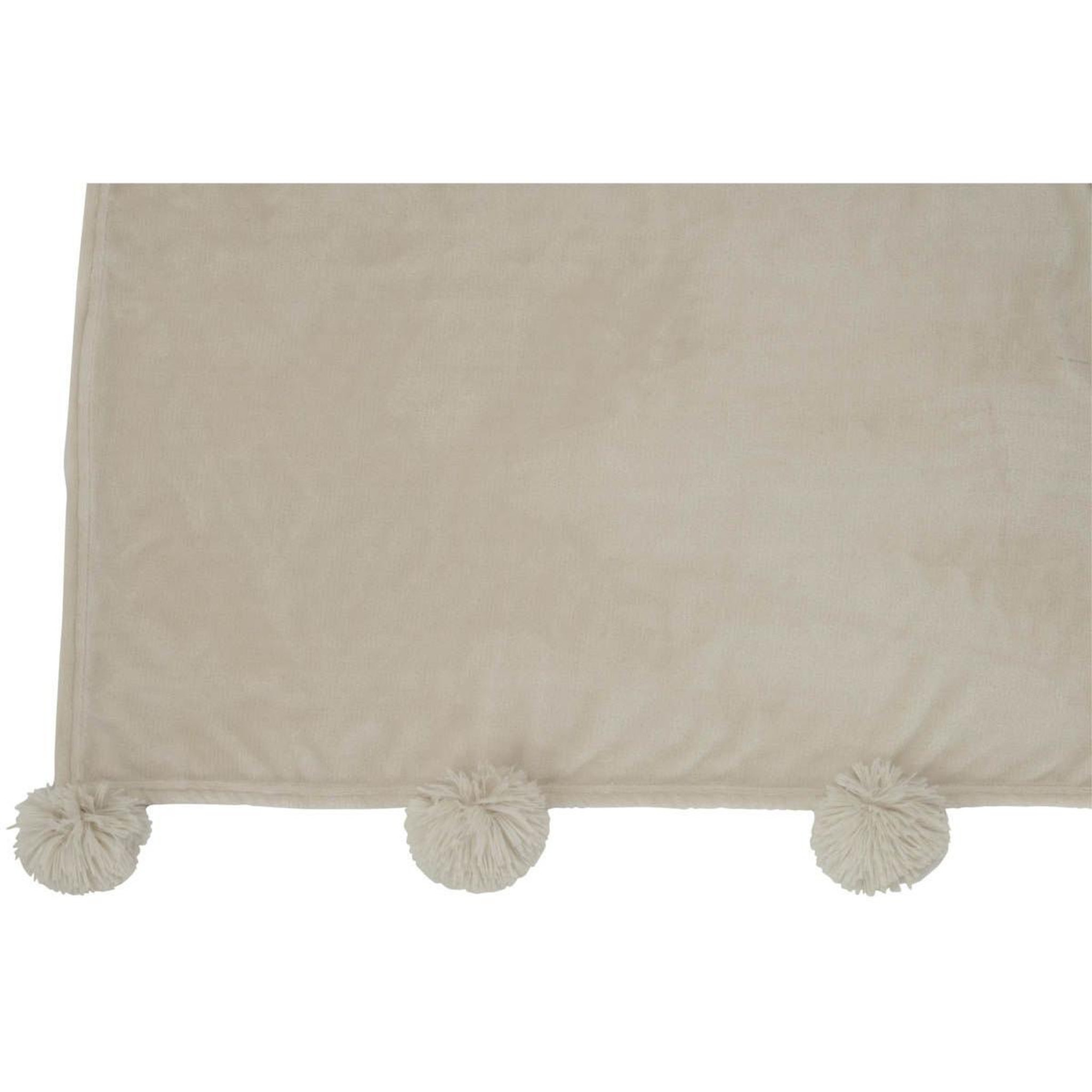 Voir la diapositive 2 : J-LINE Plaid uni à pompons  enora  130x170cm beige