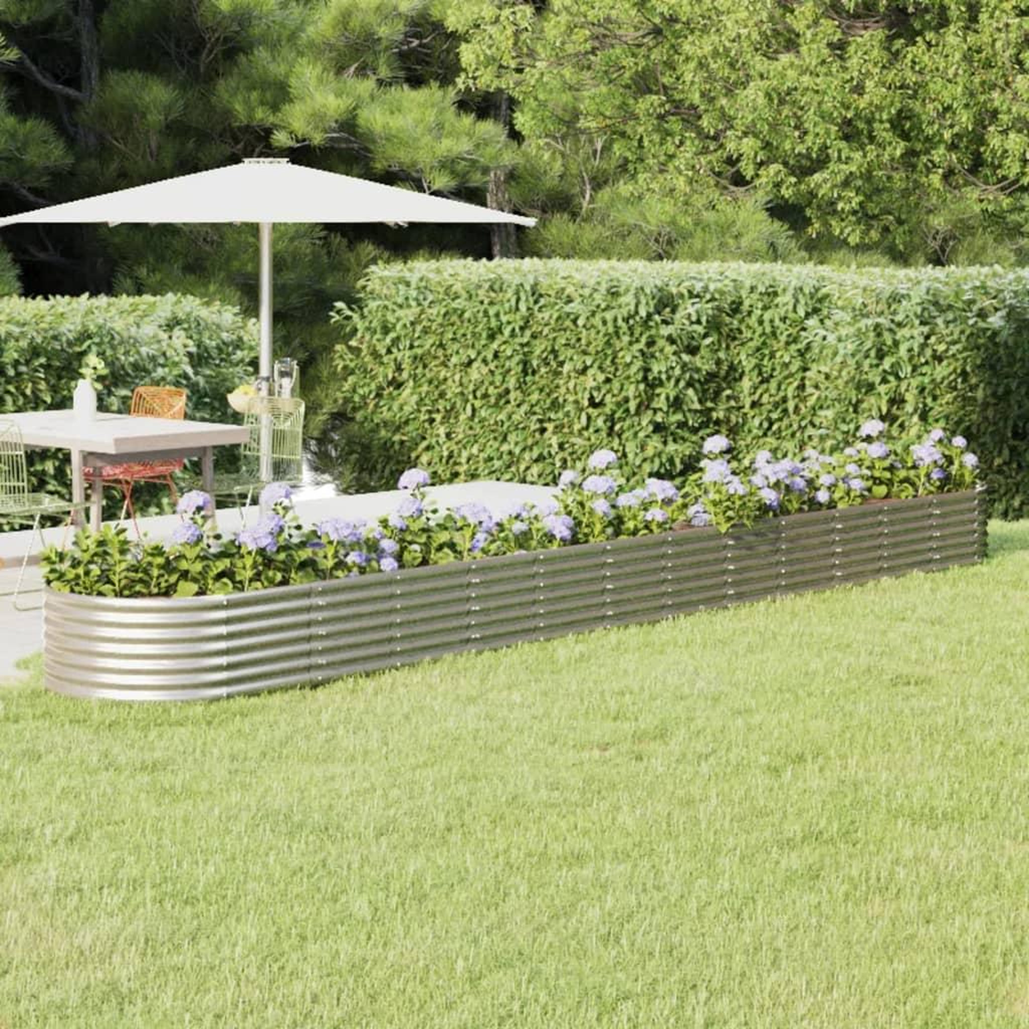 Voir la diapositive 1 : VIDAXL Lit sureleve de jardin Acier enduit de poudre Argente
