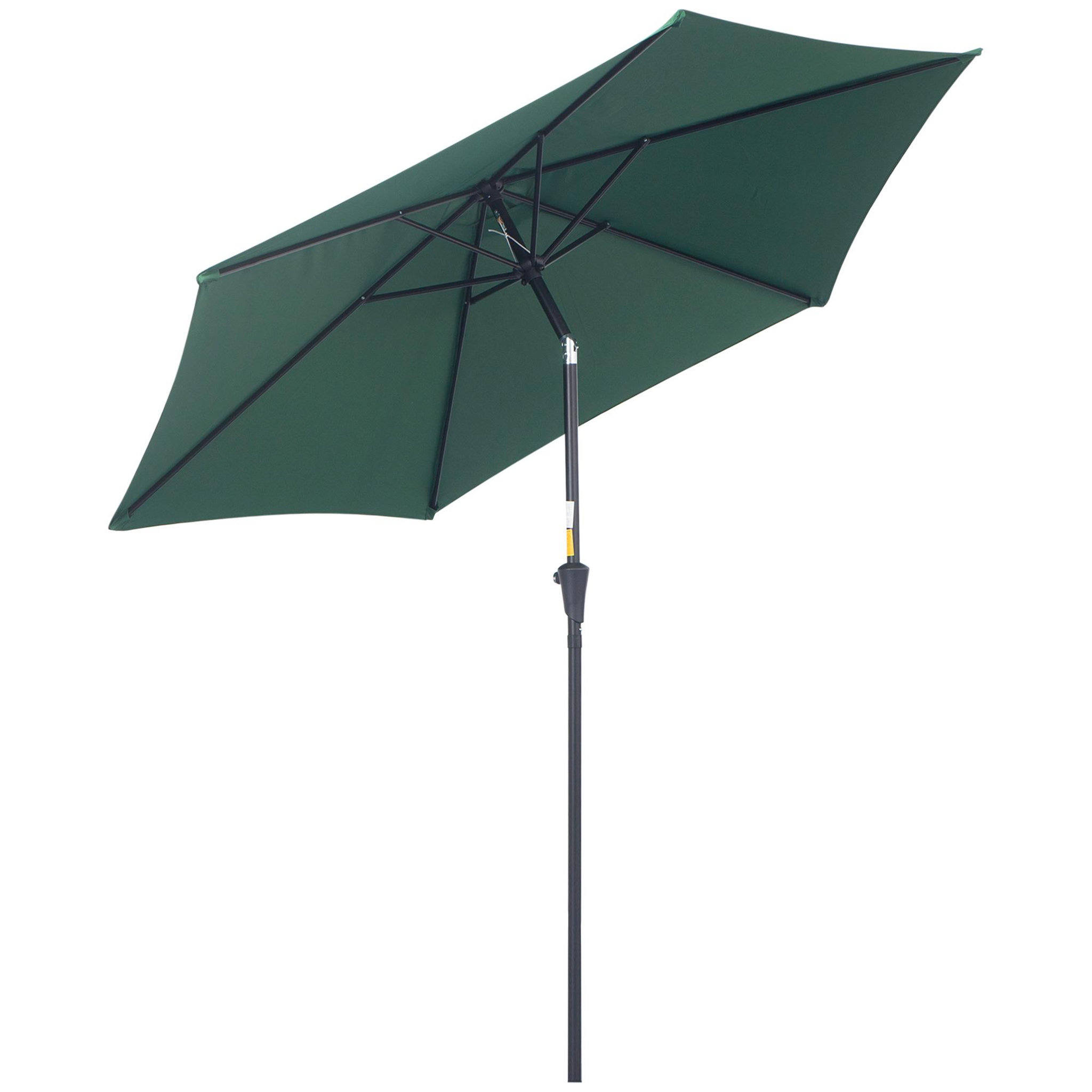 Voir la diapositive 1 : OUTSUNNY Parasol inclinable de jardin balcon terrasse manivelle toile polyester imperméabilisée haute densité 180 g/m² Ø2,7 x 2,35H m alu vert
