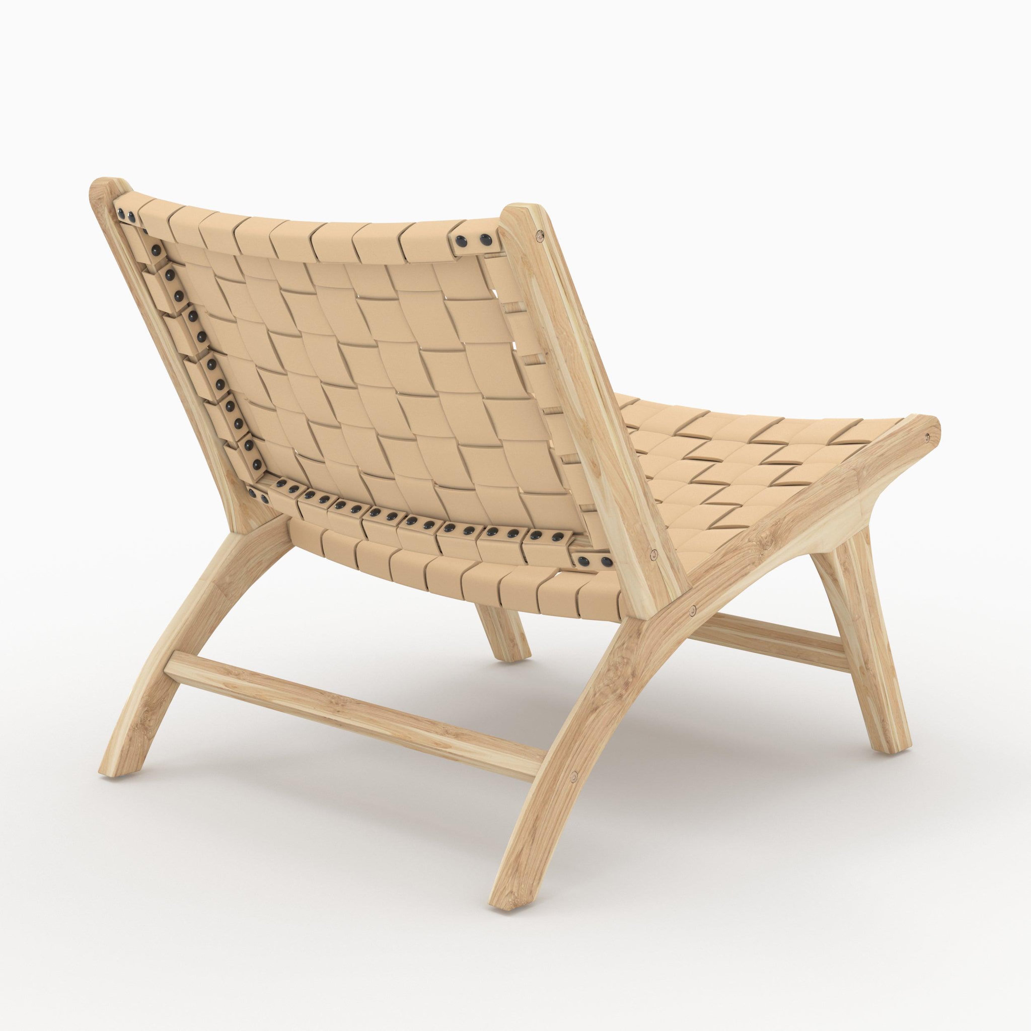 Voir la diapositive 5 : MAISON PAVANE Fauteuil en teck et cuir tressé beige-kuna