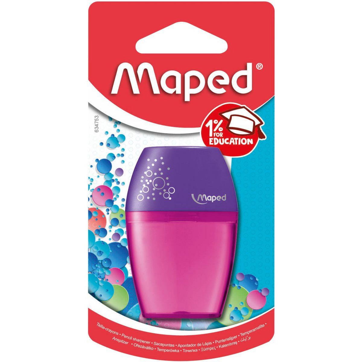 MAPED Taille-crayon 1 trou avec réservoir Bulbo rose