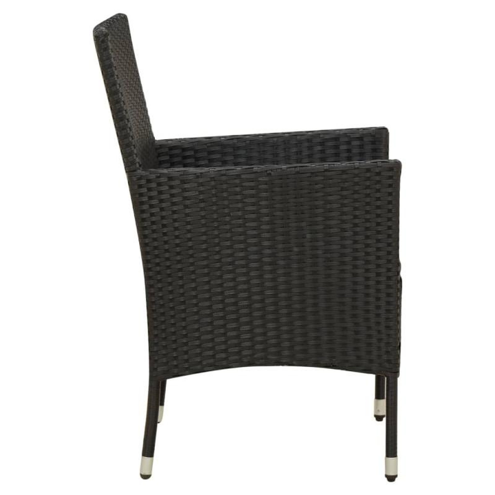 Voir la diapositive 4 : VIDAXL Chaises de jardin lot de 2 avec coussins Résine tressée Noir