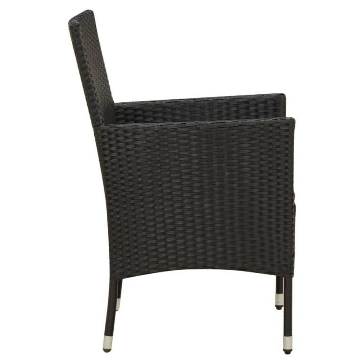 VIDAXL Chaises de jardin lot de 2 avec coussins Résine tressée Noir