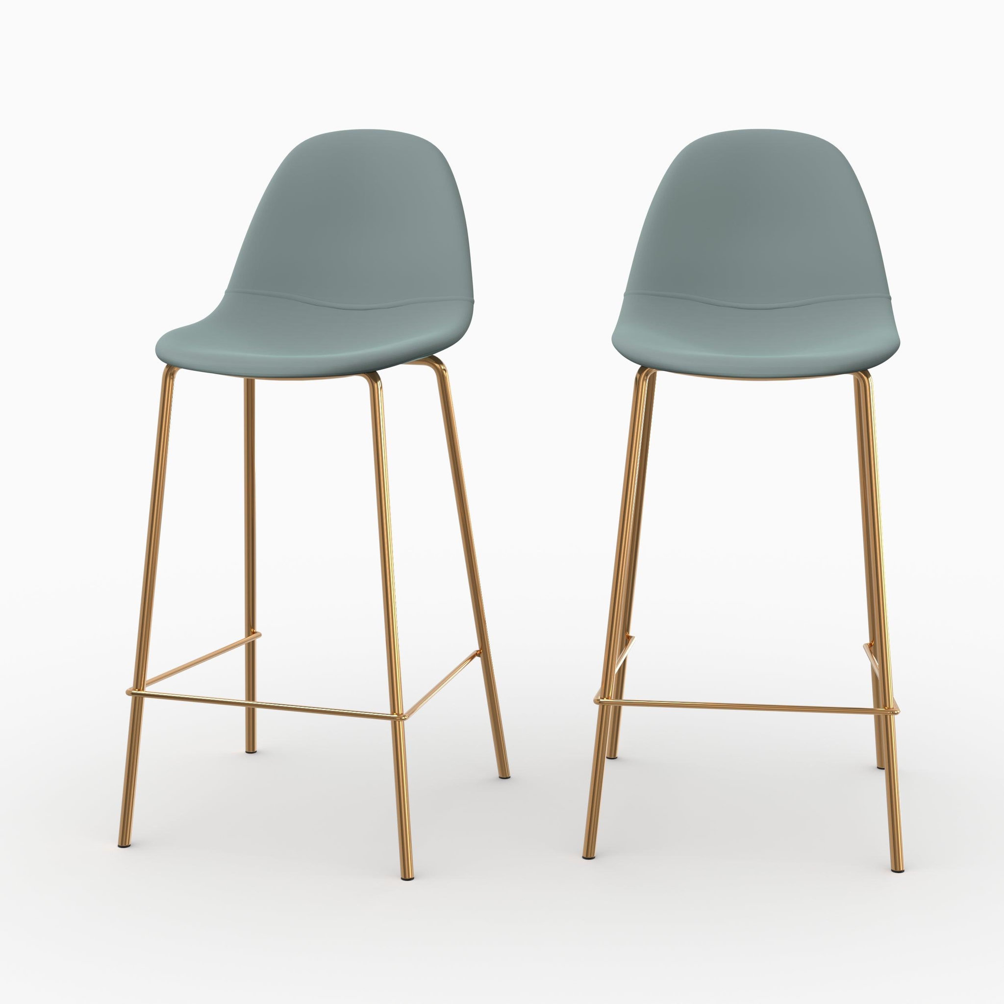 MAISON PAVANE Lot de 2 chaises pour îlot central 65 cm en cuir synthétique vert-henrik