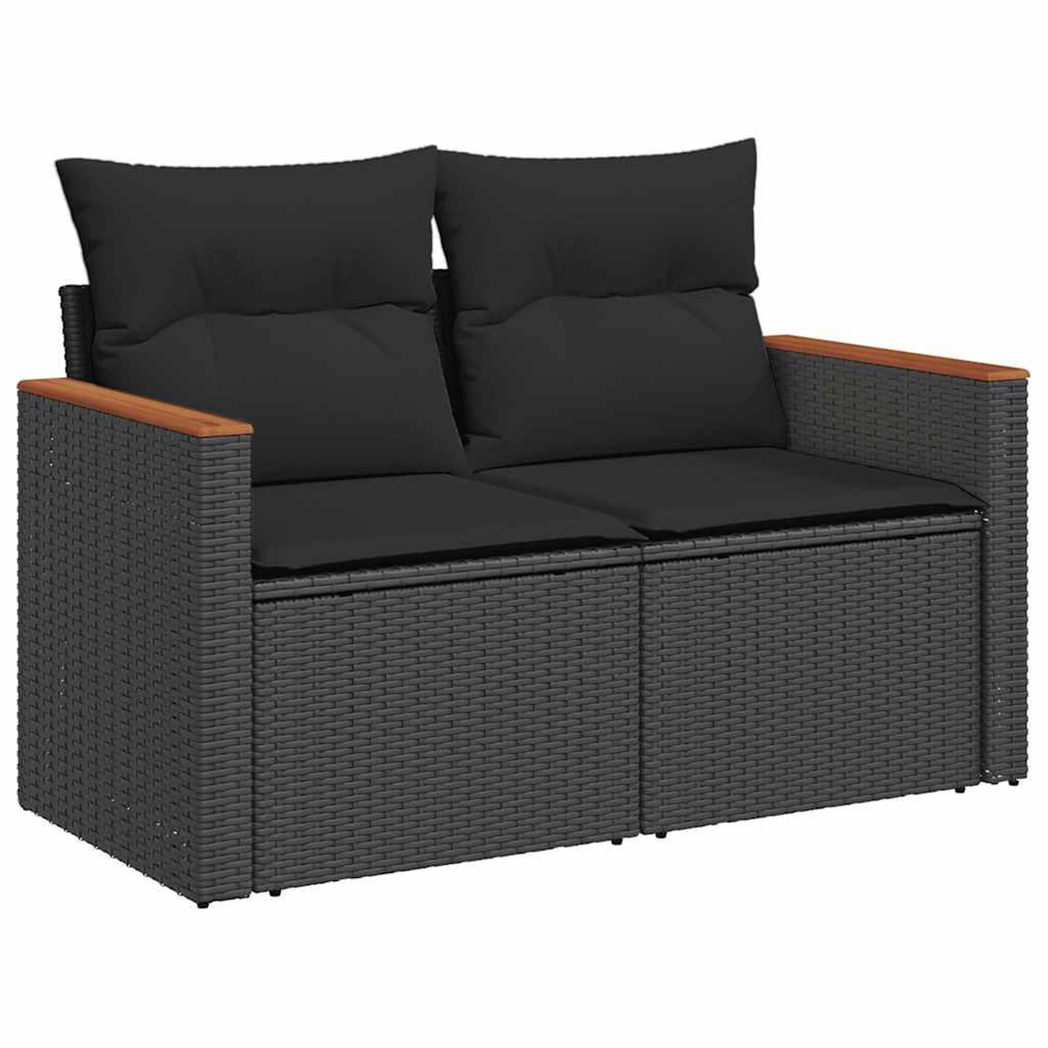 Voir la diapositive 3 : VIDAXL Salon de jardin 5 pcs avec coussins noir resine tressee acacia