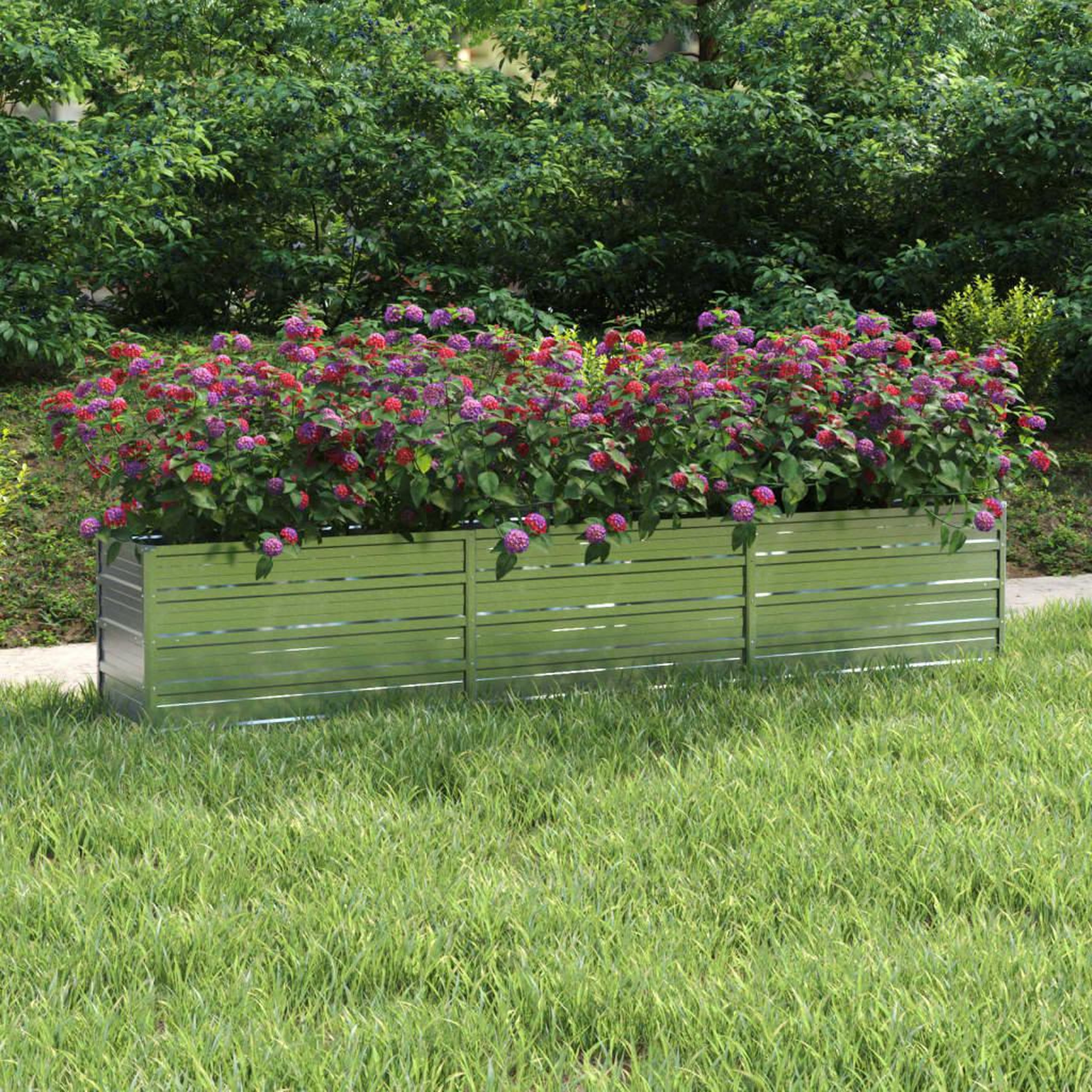 Voir la diapositive 1 : VIDAXL Lit sureleve de jardin 240x40x45 cm Acier galvanise Argente