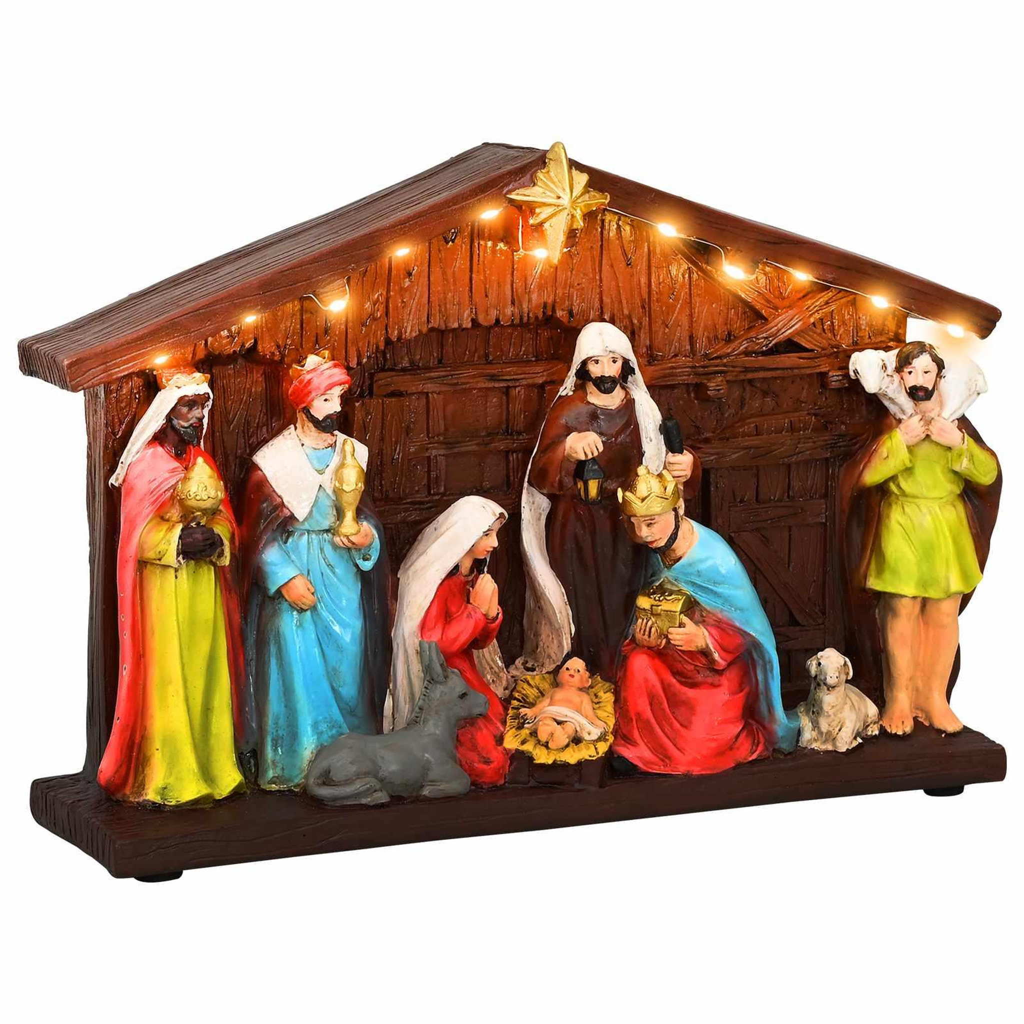 VIDAXL Creche de Noël SALO 31 x 7,5 x 21,5 cm Resine Multicolore
