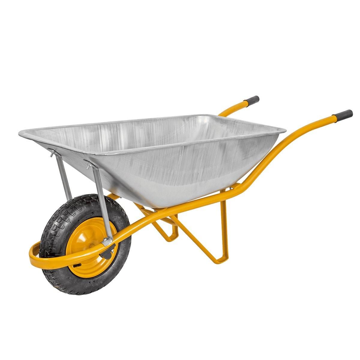 VITO Brouette de chantier 85 Litres Galvanisée Caisse carrée Roues gonflées VITO