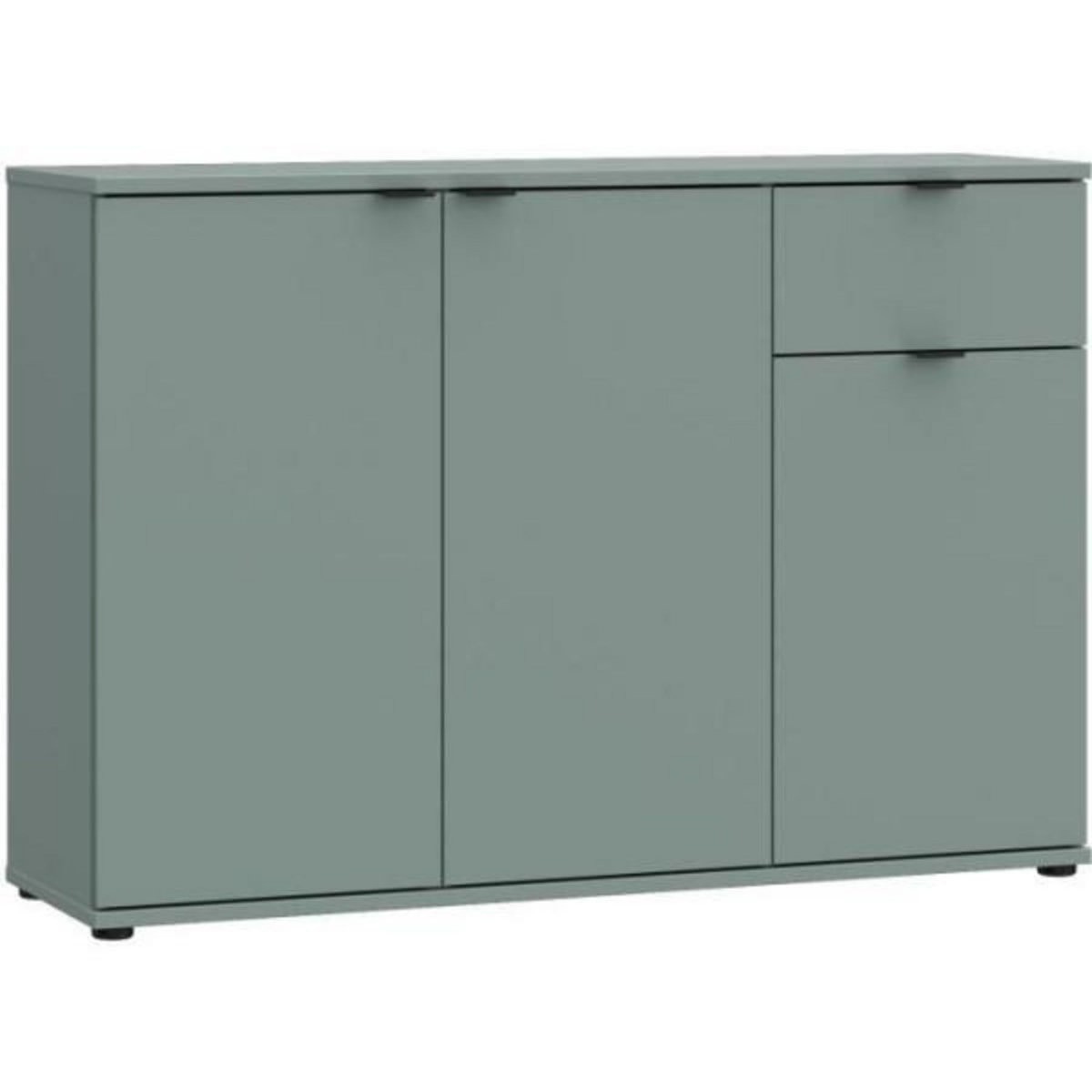 MARKET24 Commode - GANYMEDE - 3 portes - 1 tiroir - Sauge - 119,8 x 34,1 x 82,3 cm