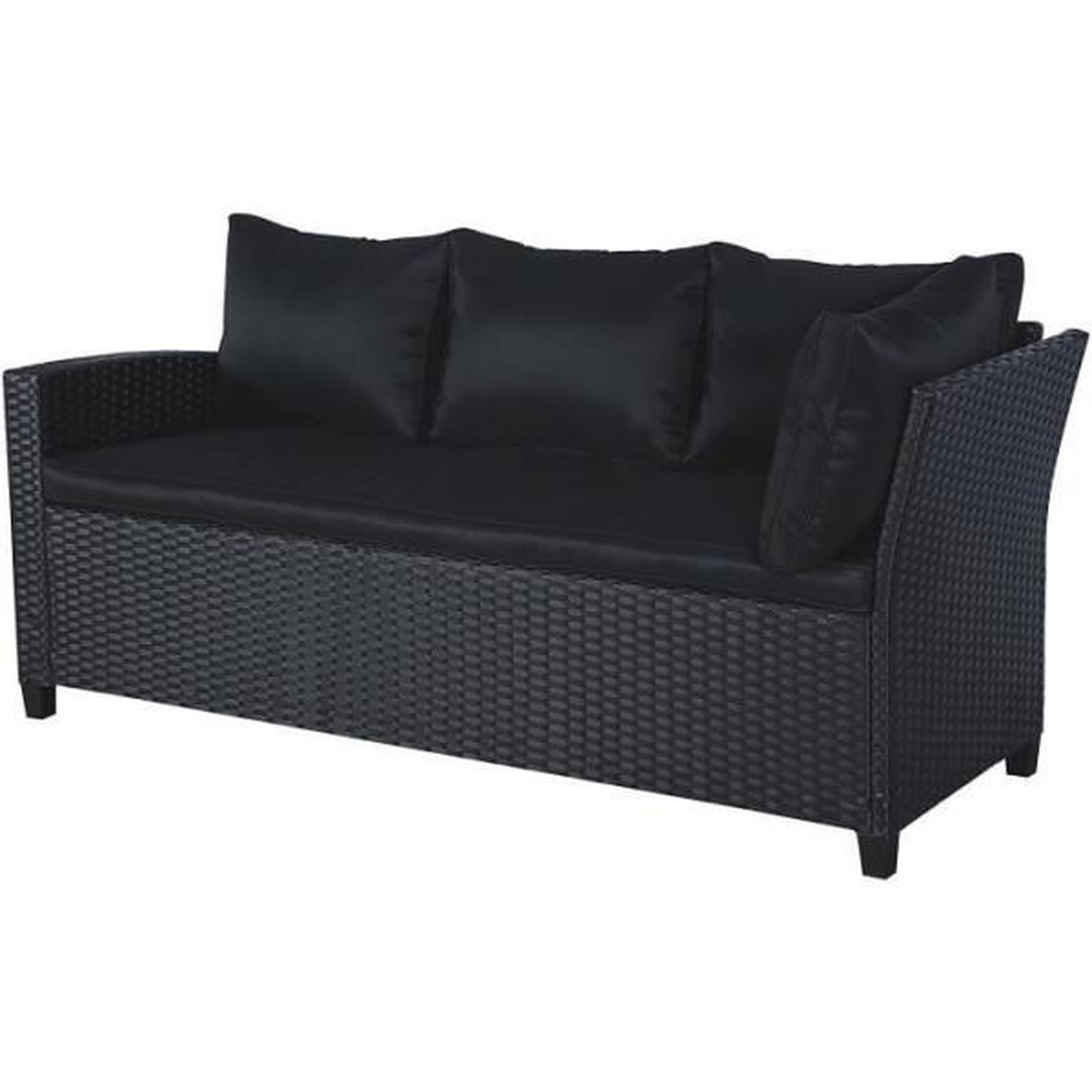 Voir la diapositive 4 : MARKET24 Salon de jardin KAPAS - 5 personnes - Acier et résine tressée - Noir