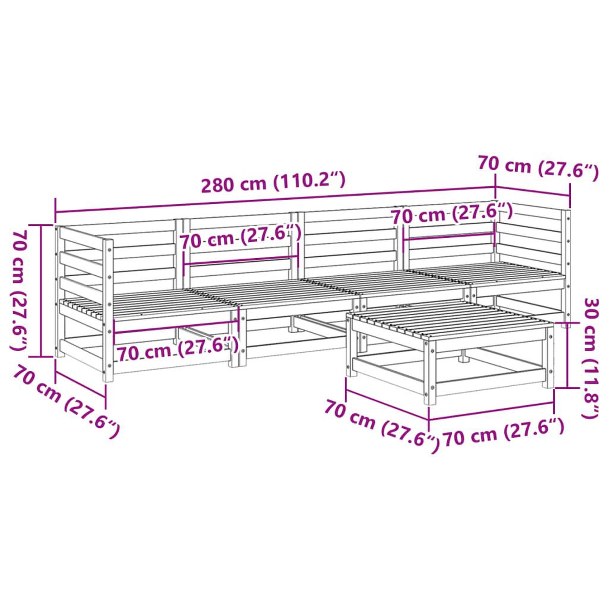 Voir la diapositive 6 : VIDAXL Salon de jardin 5 pcs bois de pin impregne