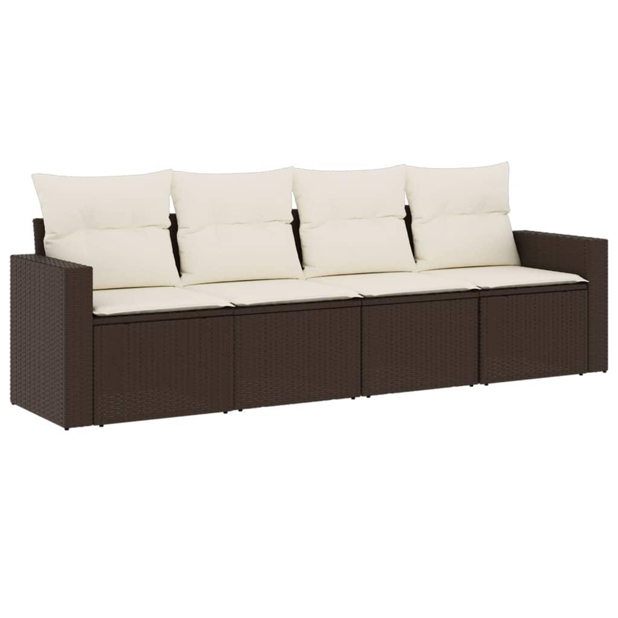 Voir la diapositive 2 : VIDAXL Salon de jardin 4 pcs avec coussins marron resine tressee
