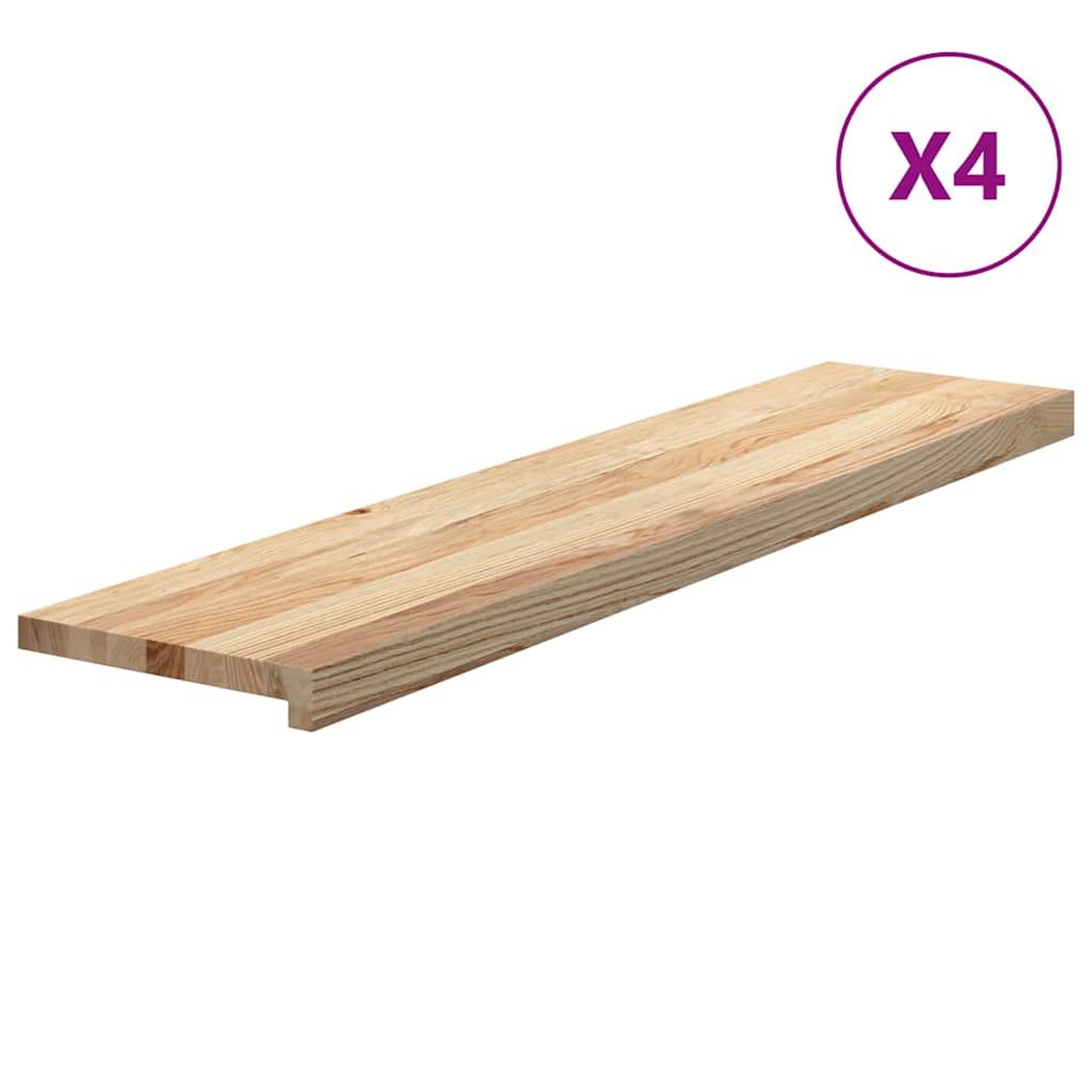 Voir la diapositive 2 : VIDAXL Marches d'escalier 4pcs non traite 110x25x2cm bois chene massif